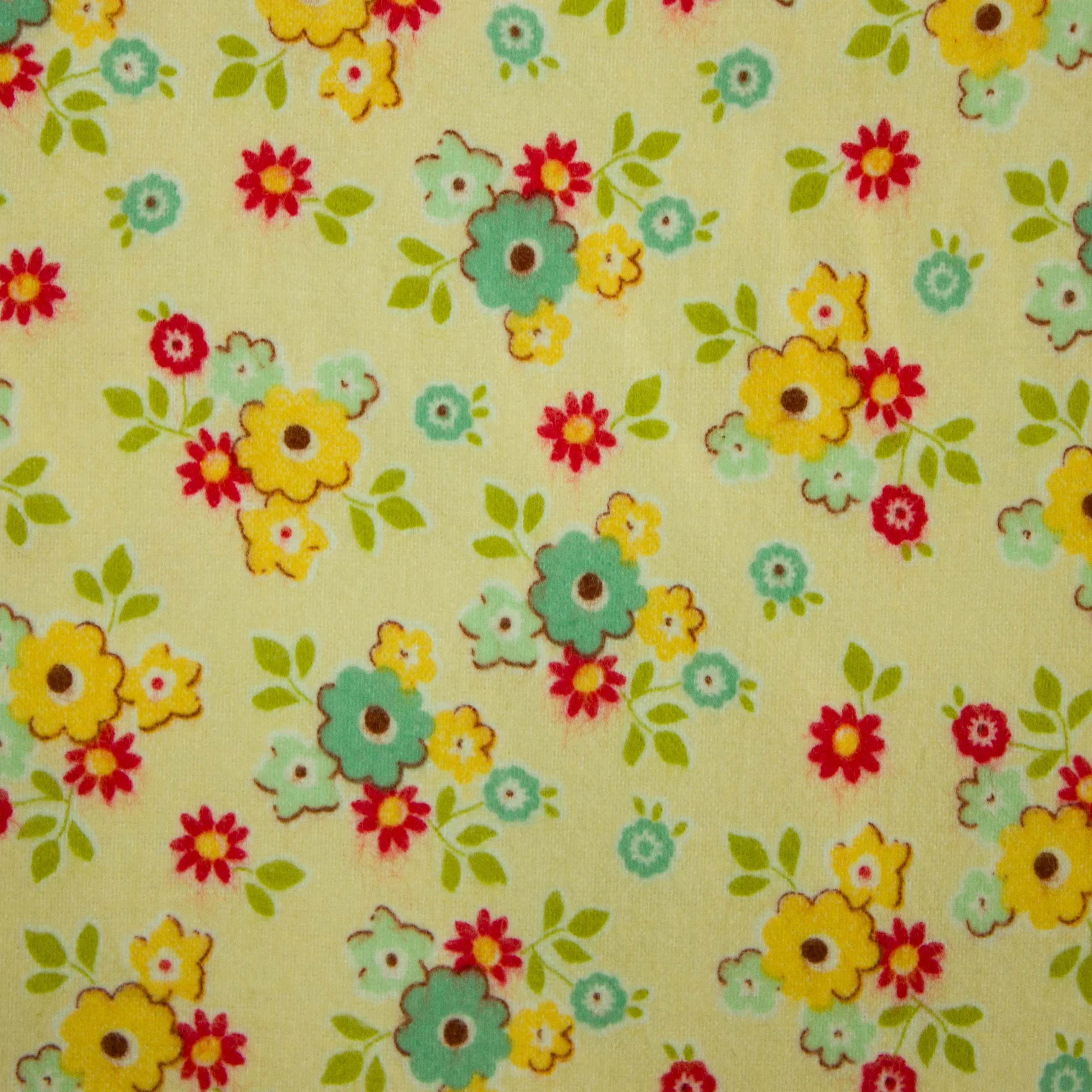 Flanel geel met bloemen