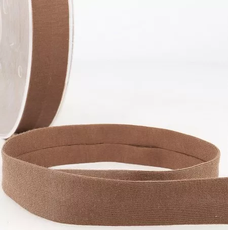 Biais - licht rekbare katoen 2 cm - taupe bruin