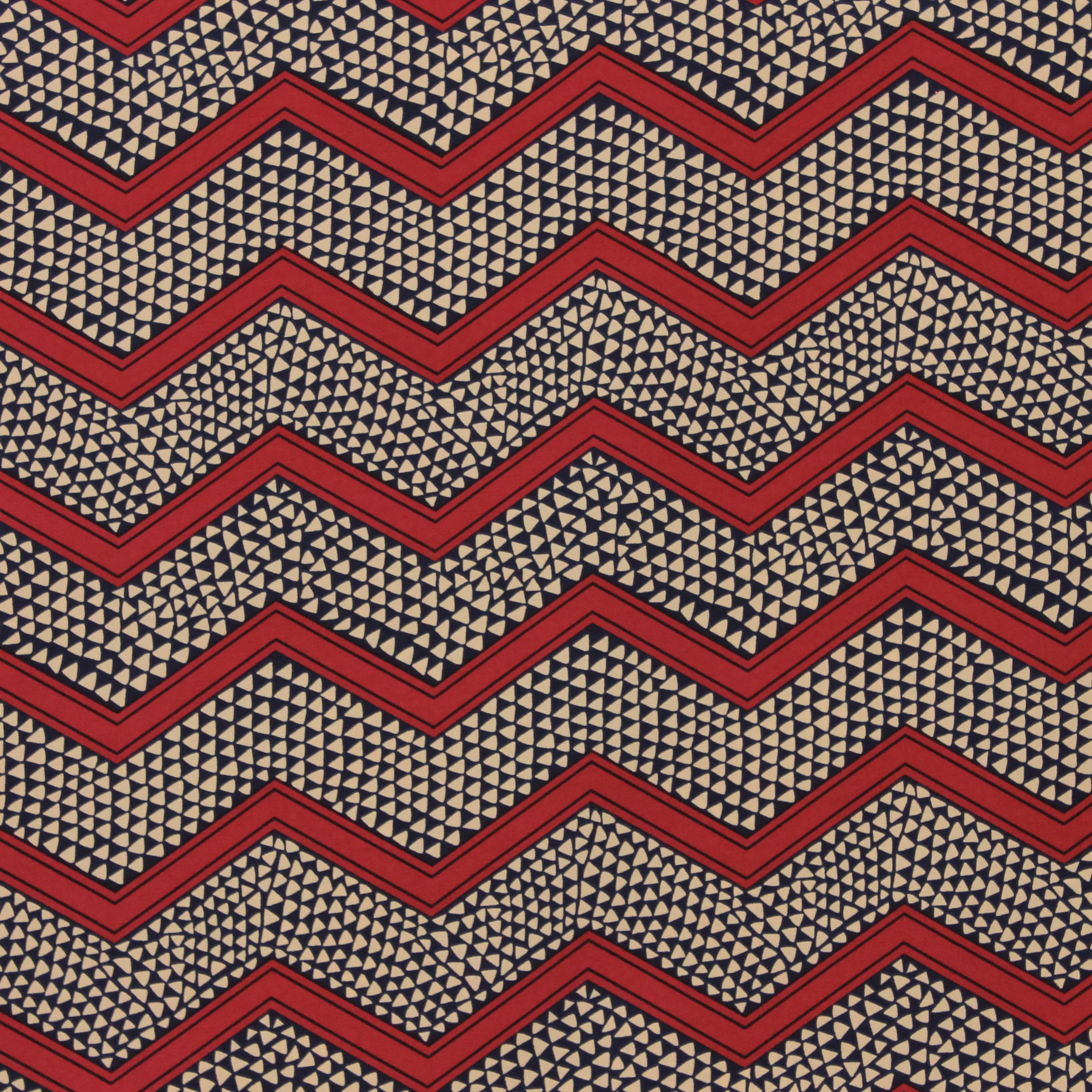 Polyester zwart met bordeaux zig zag
