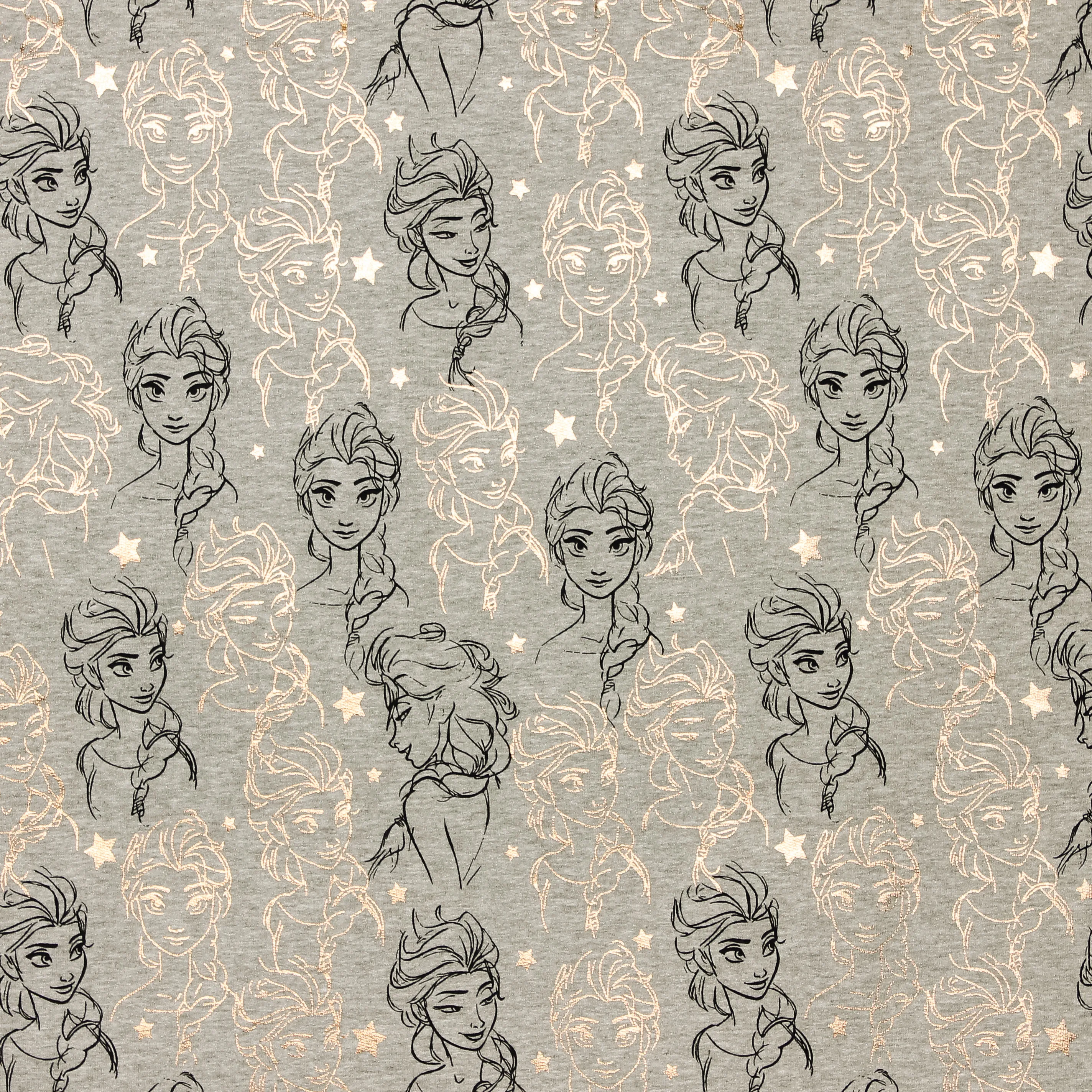 Zachte french terry grijs met Elsa Frozen  --glinsterend--