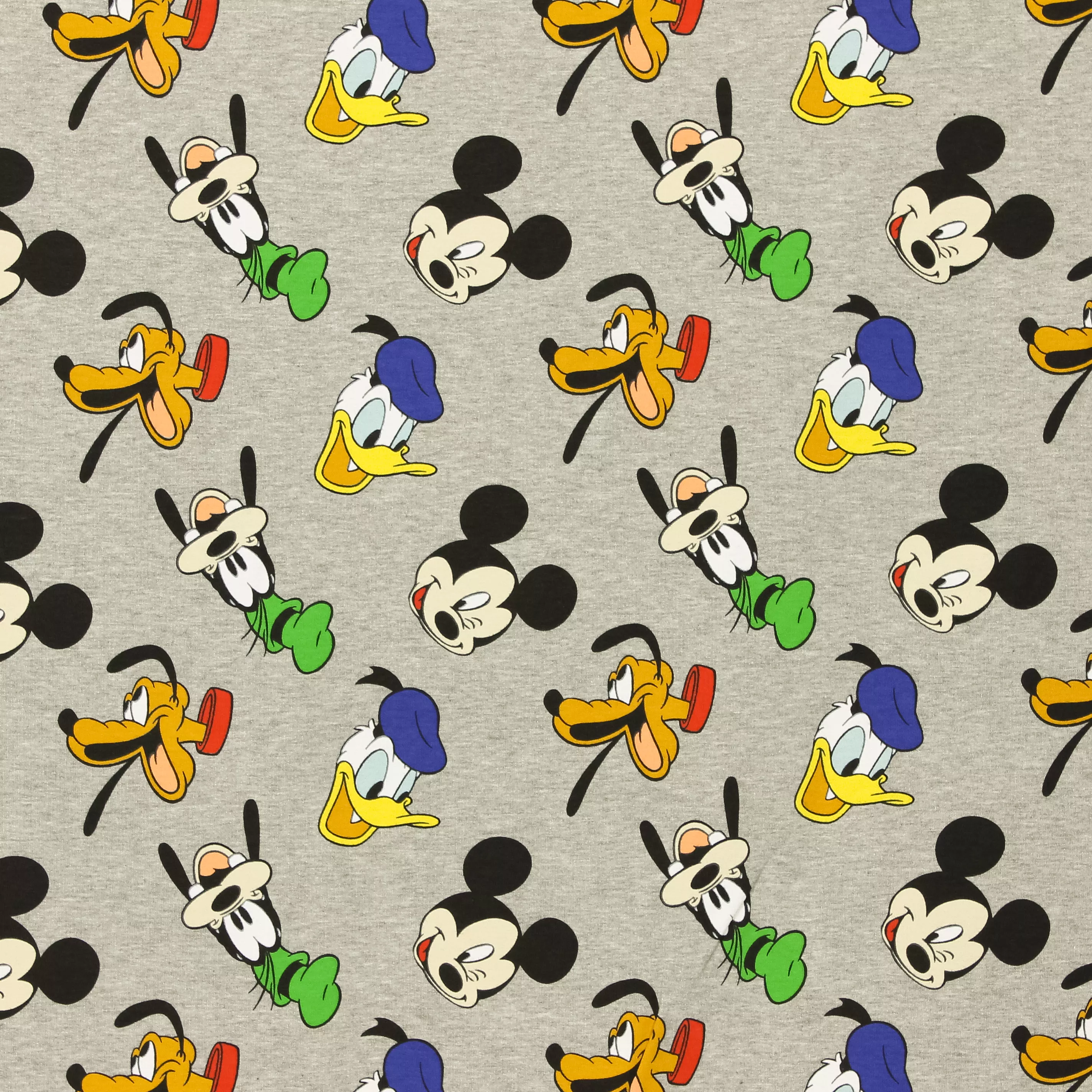 Grijs french terry met Mickey Mouse figuren