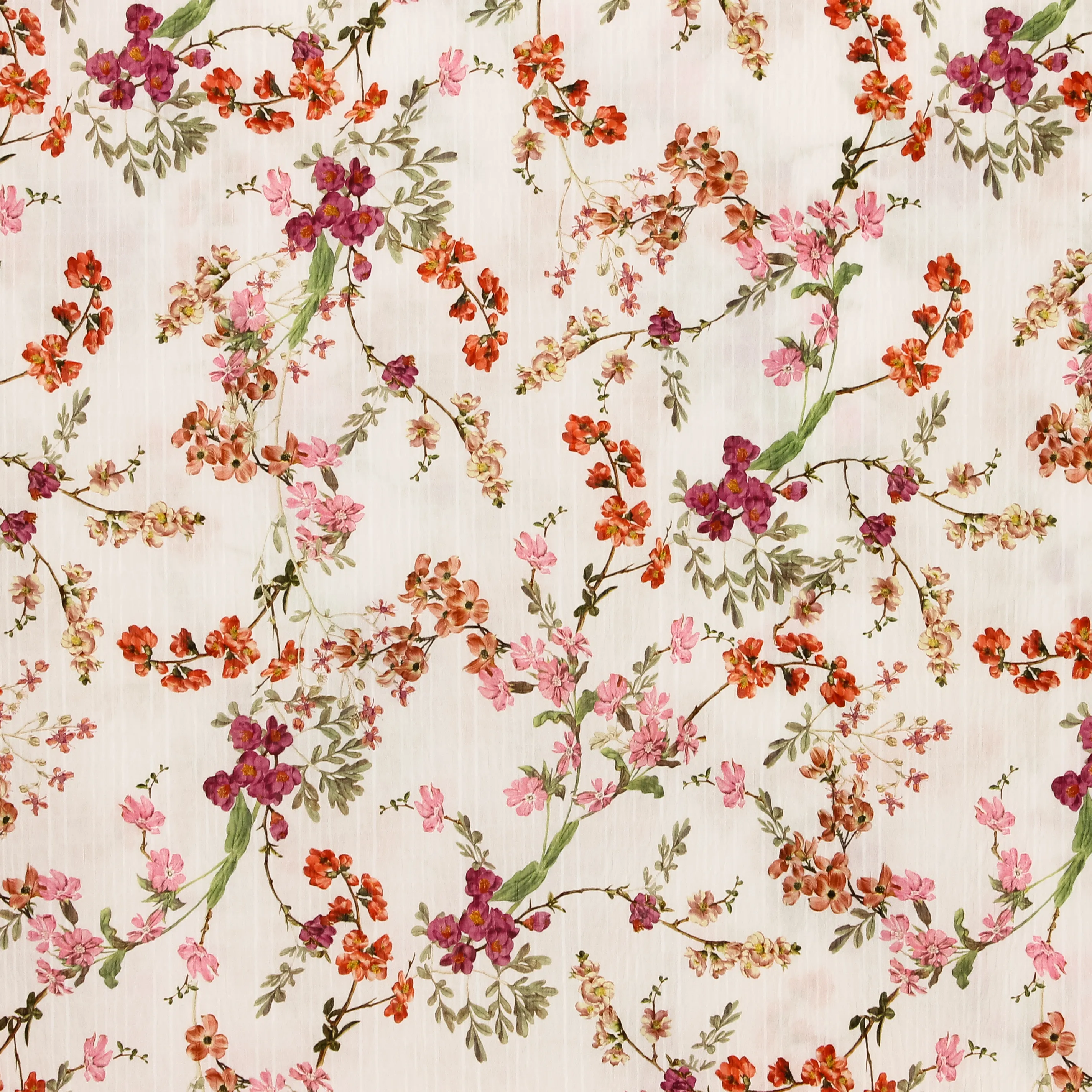Gefripeerde polyester met bloemetjes