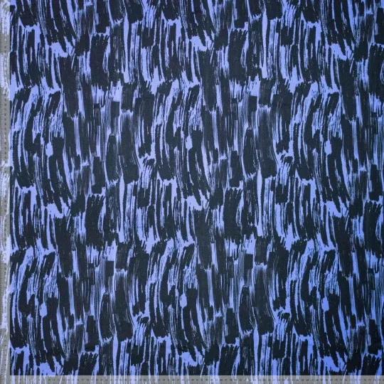 Viscosemengeling blauw met zwarte verfstrepen