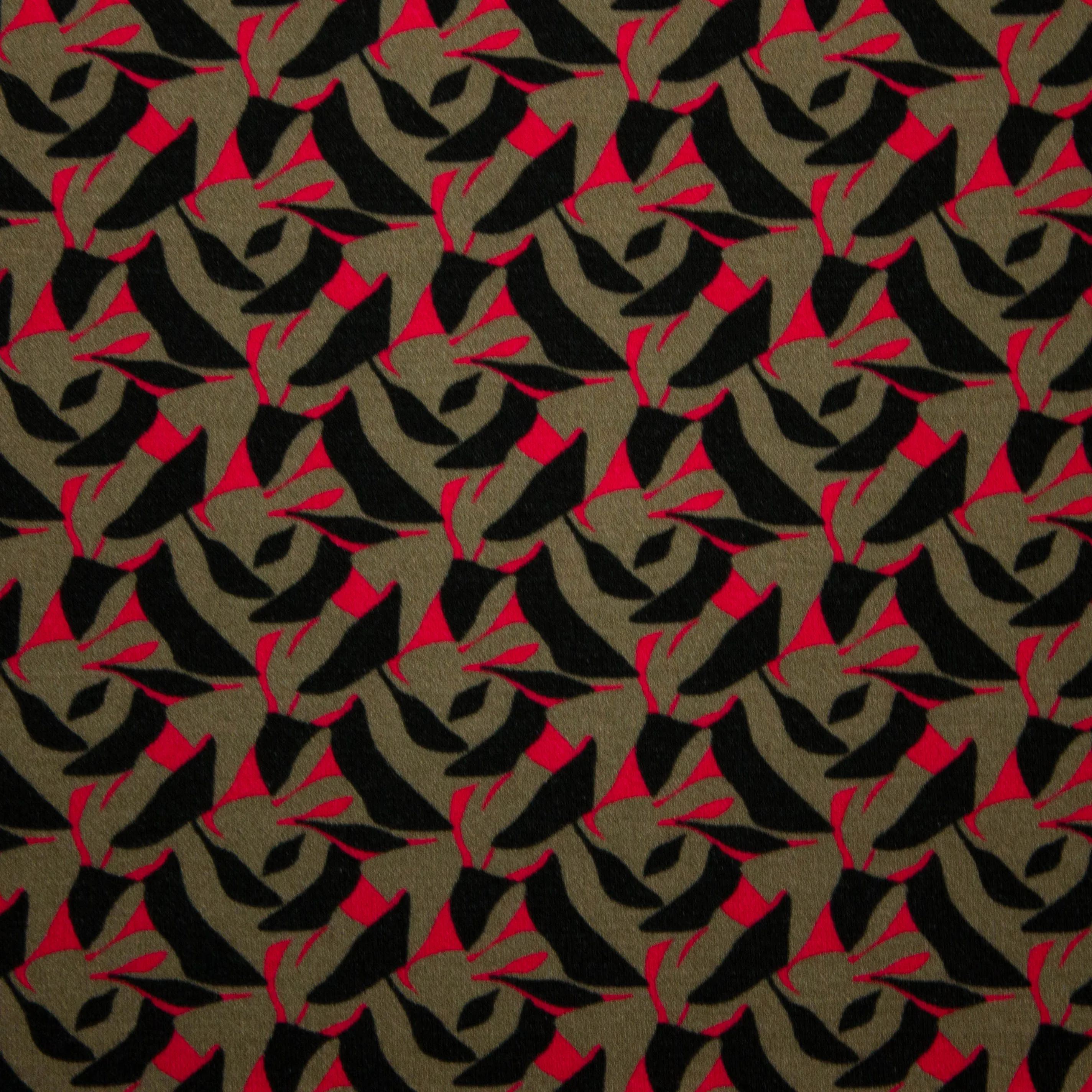 Viscosemengeling tricot groen / grijs met abstract motief