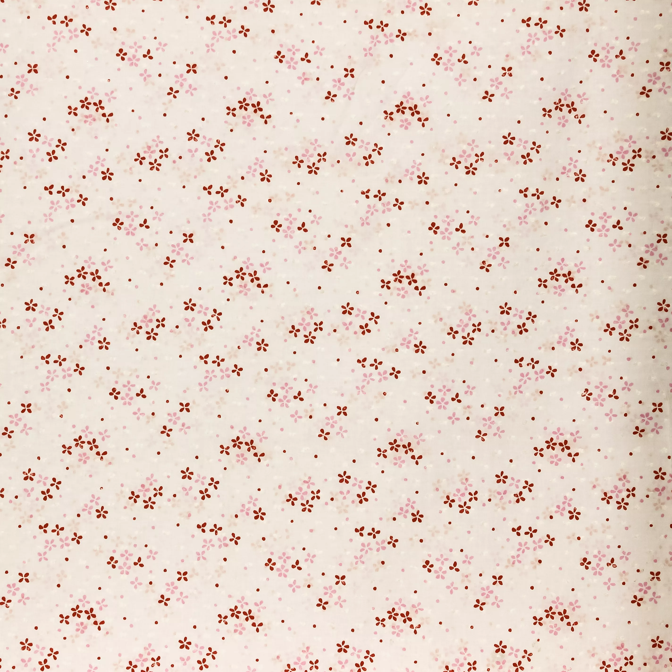 Katoen polyester wit met kleine bloemetjes en opliggende nopjes