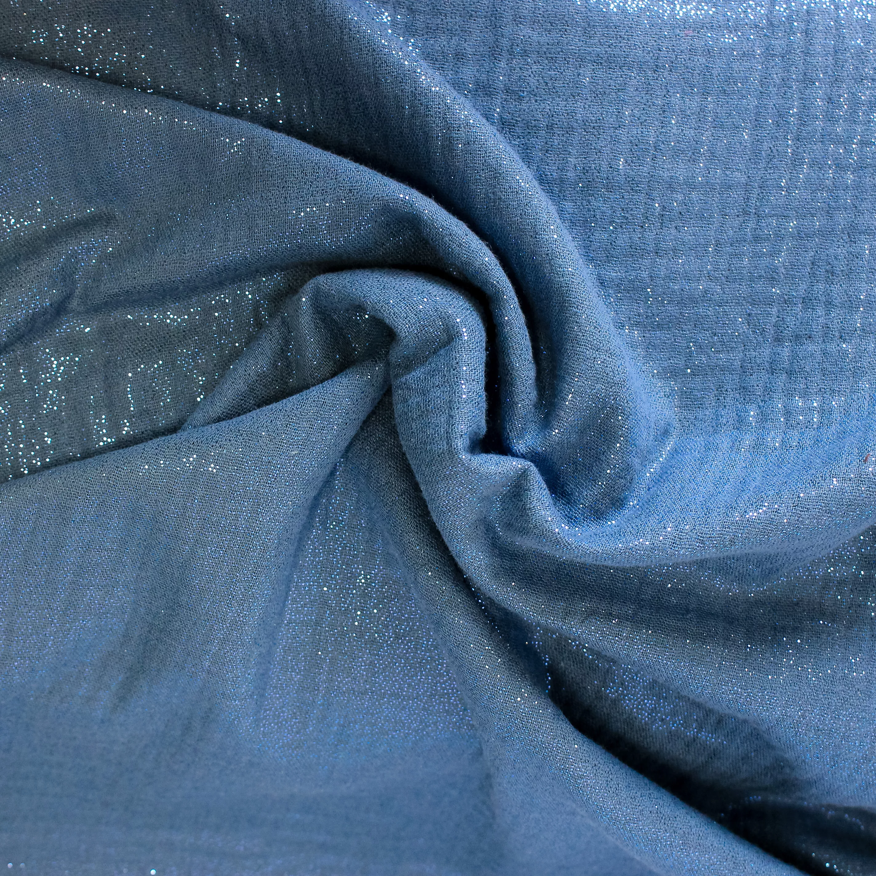 Double gauze blauw glinsterend -Poppy-