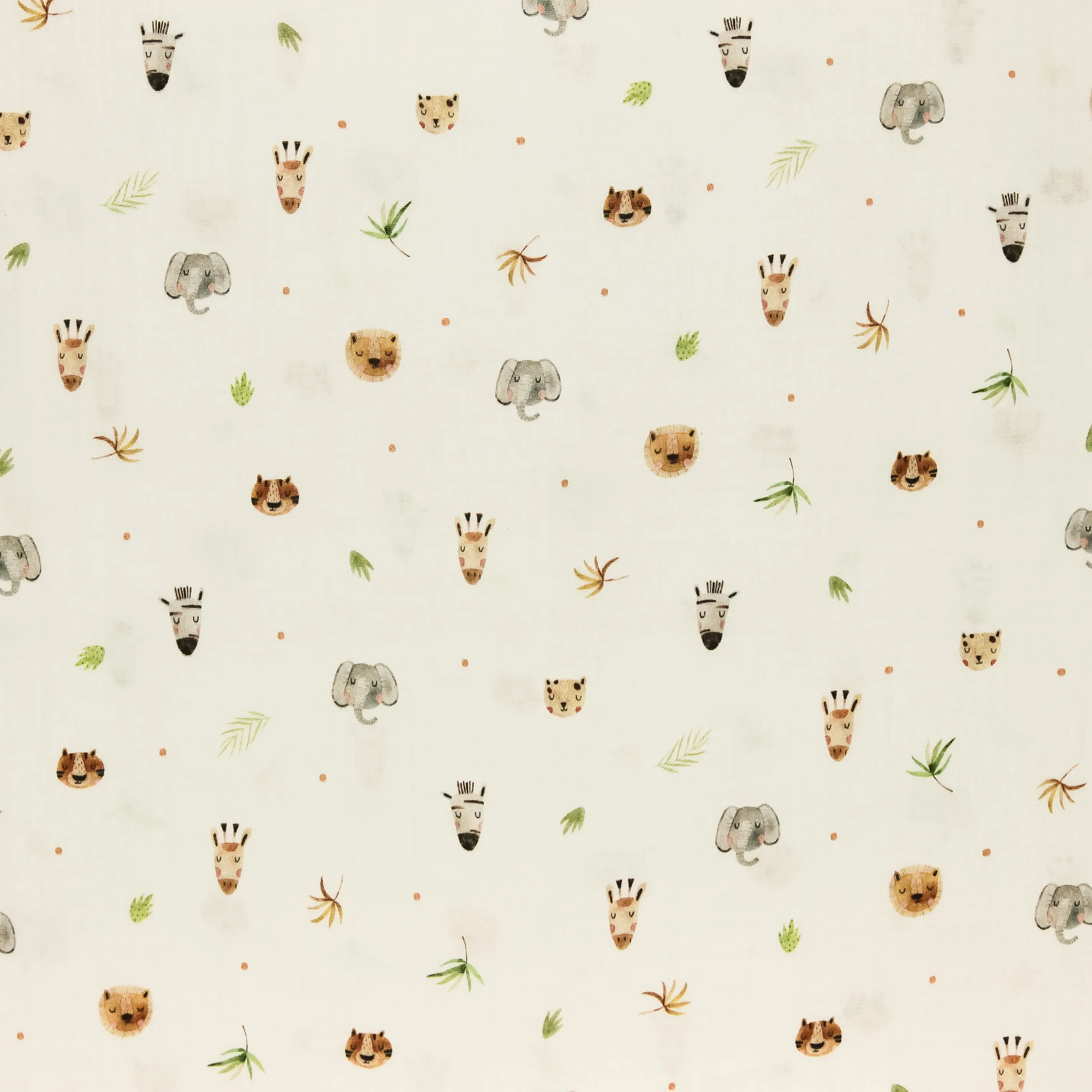 Double gauze wit 'safari-dieren'  -Poppy-