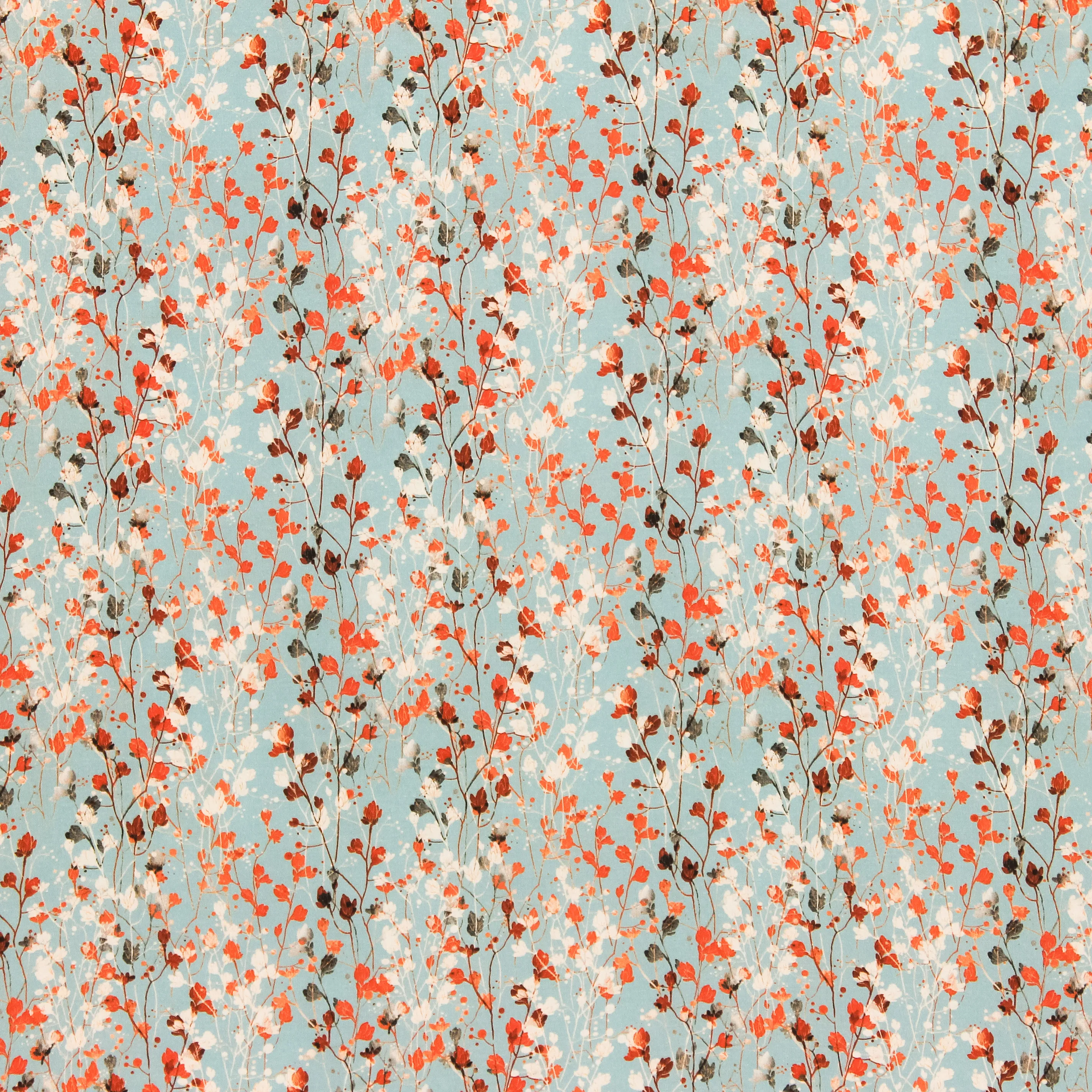 Viscose lichtblauw met bloemetjes