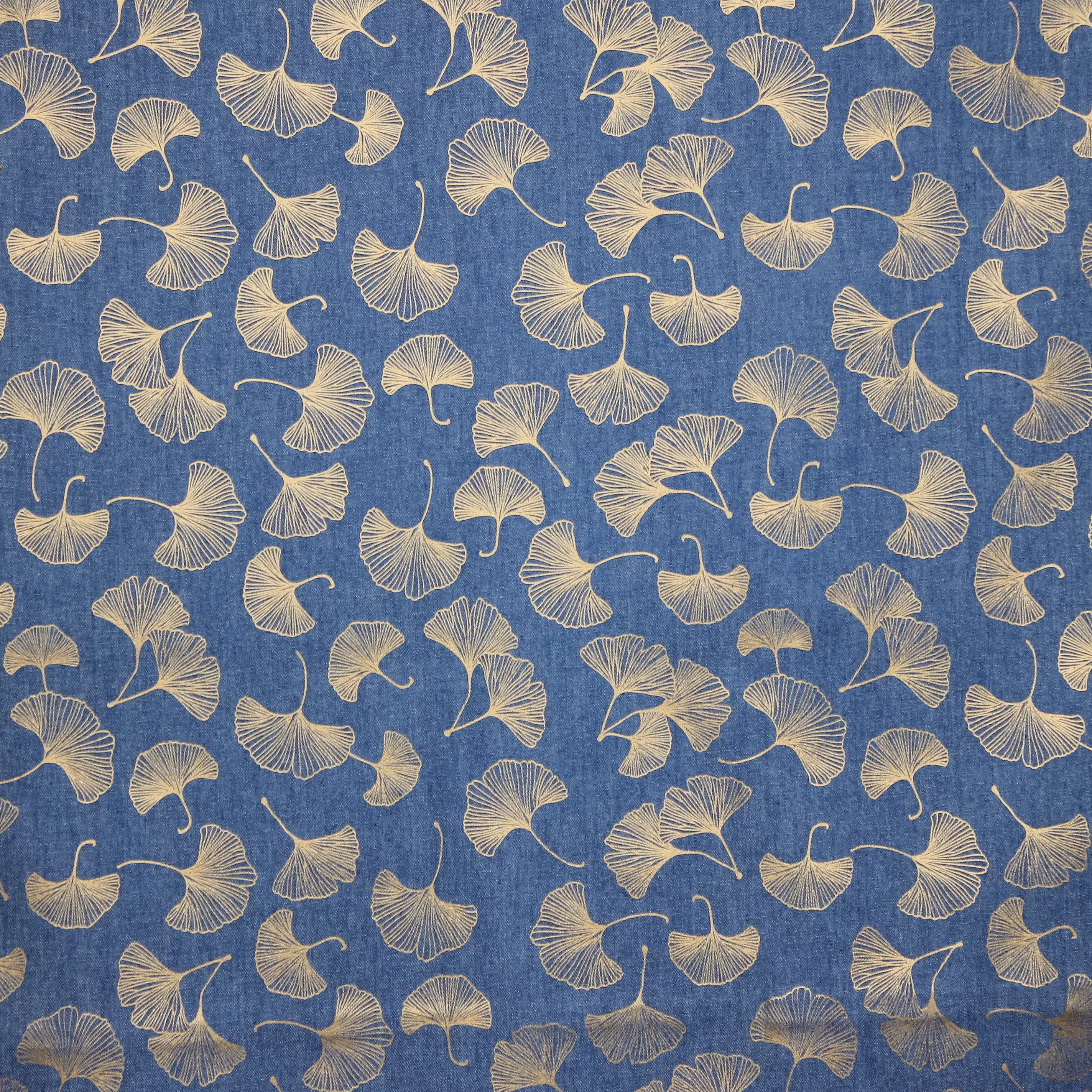 Katoen jeans met gouden ginkgo biloba blaadjes
