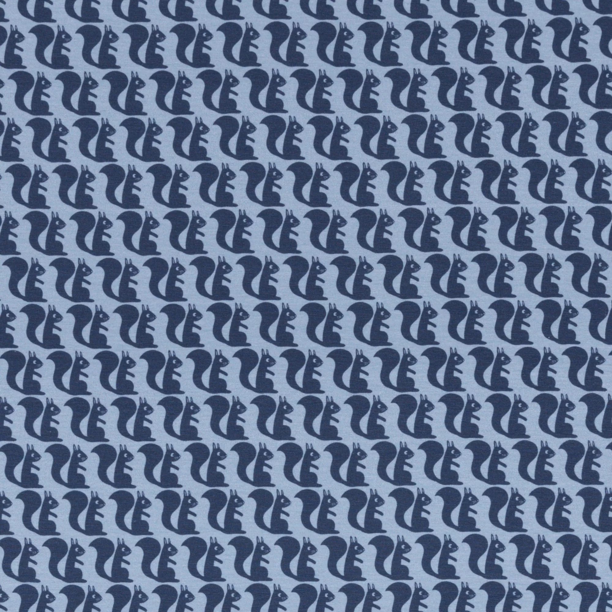 Blauwe tricot met eekhoorns
