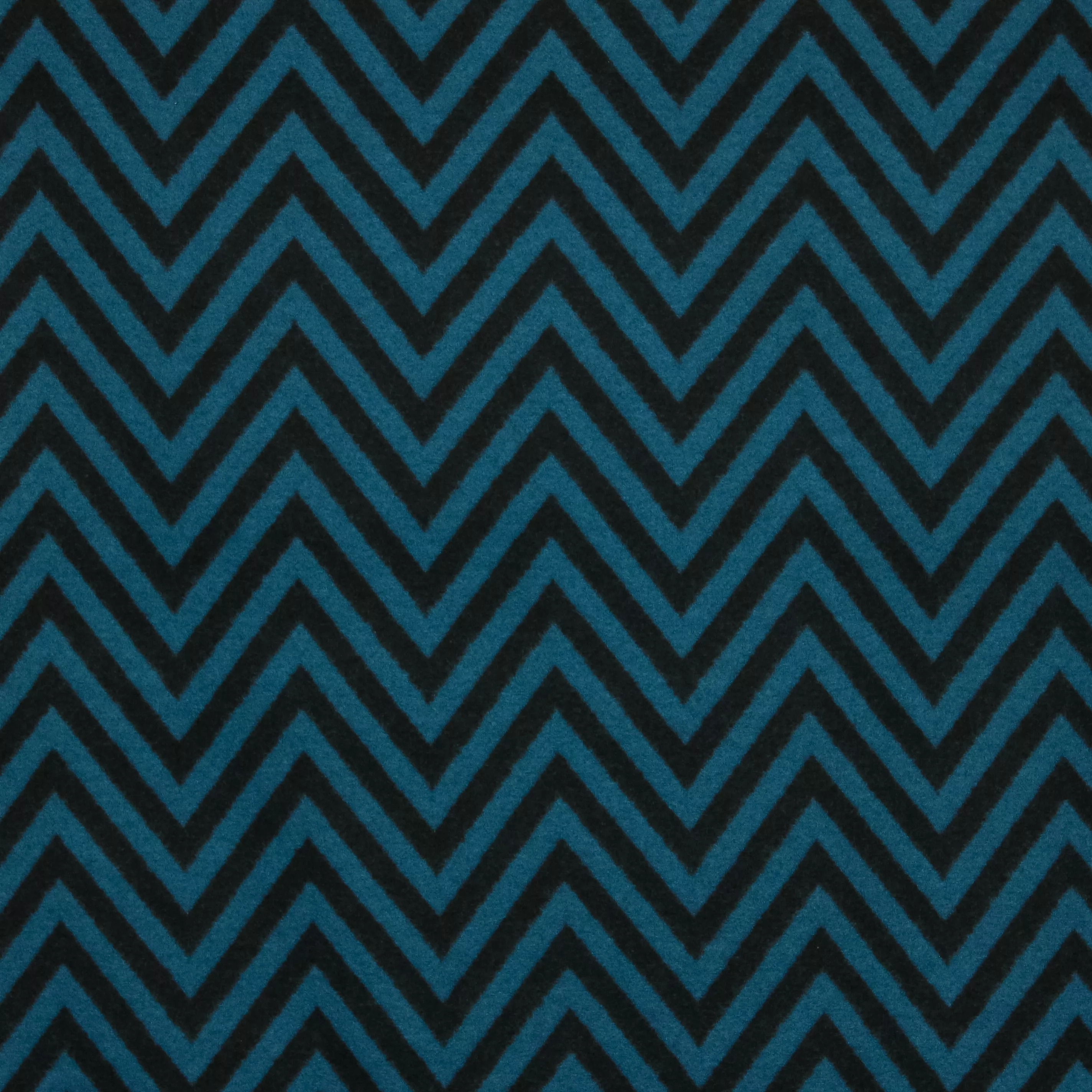 Polyester tricot blauw / zwart chevron patroon  - zachte voorzijde