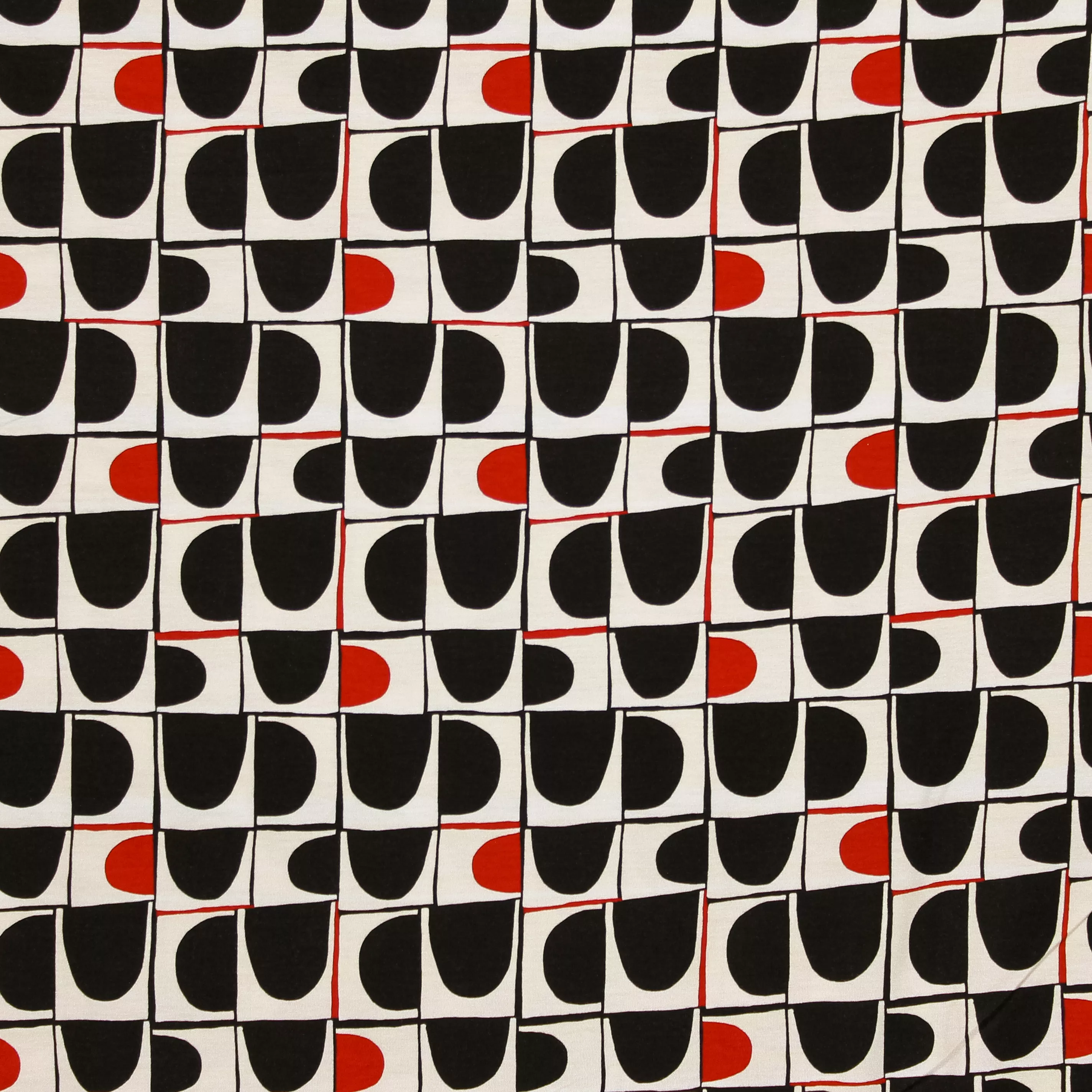 Viscose tricot wit met abstract patroon