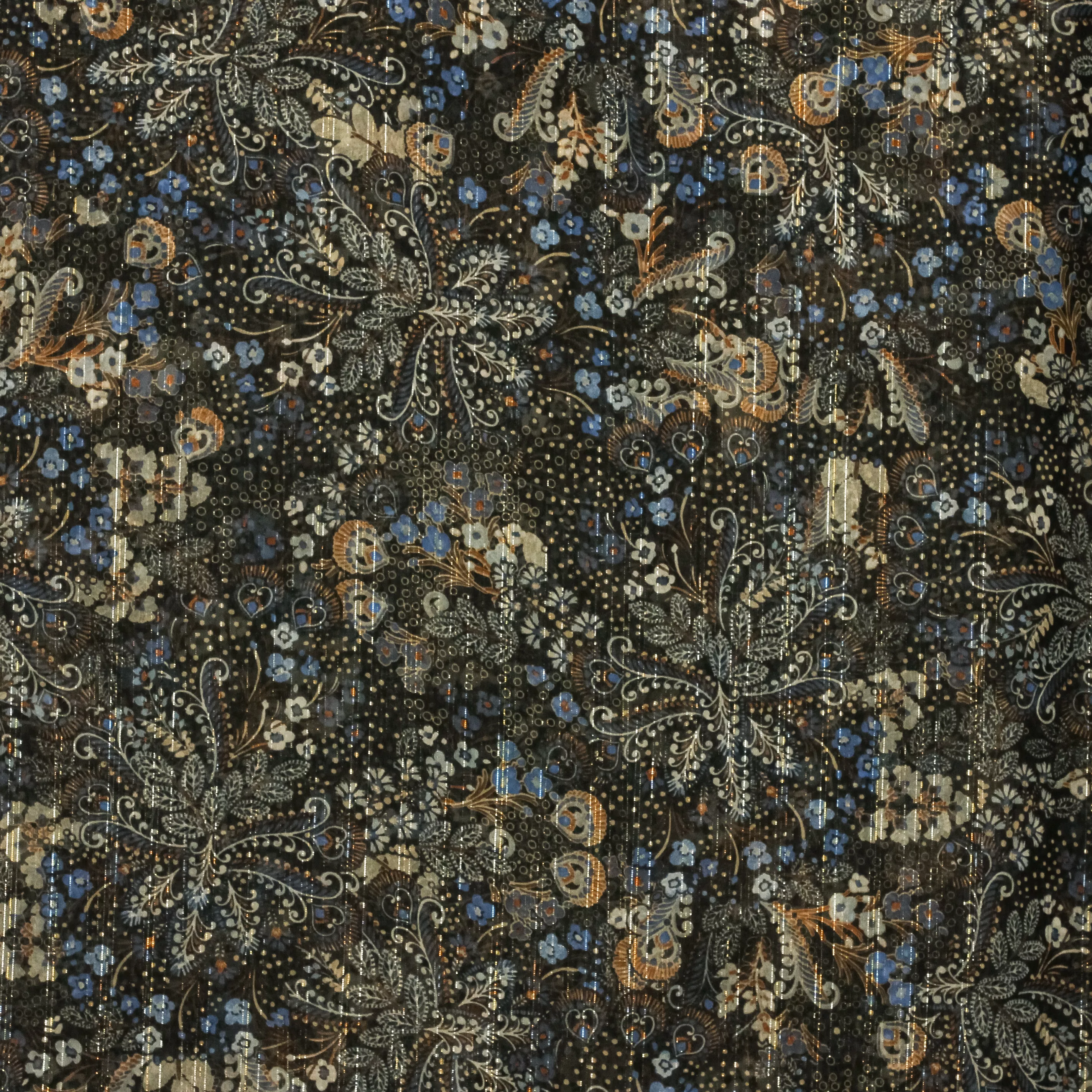 Polyester zwart met bloemenpatroon