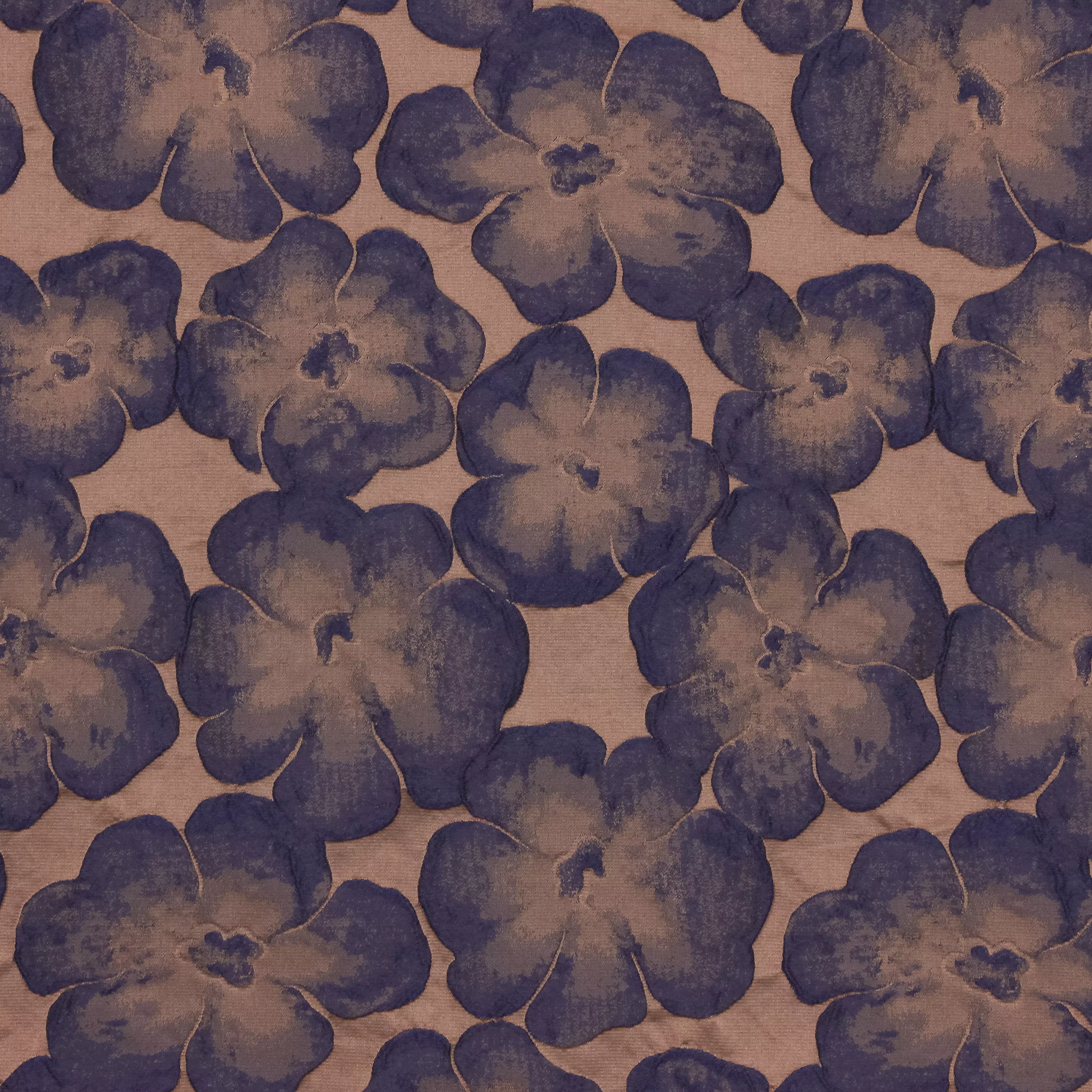 Jacquard bruin met blauwe bloemen