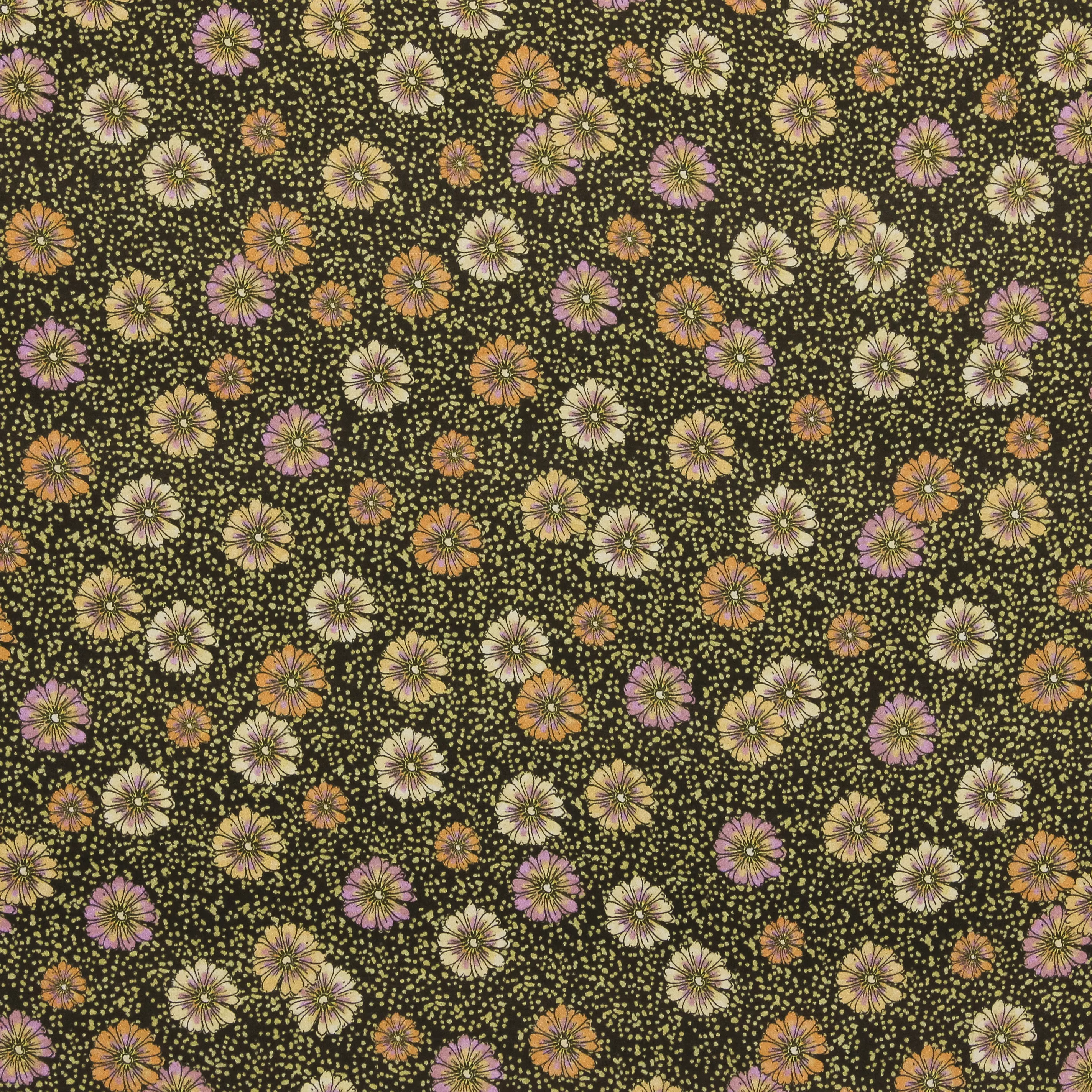 Viscose zwart met bolletjes en bloemetjes