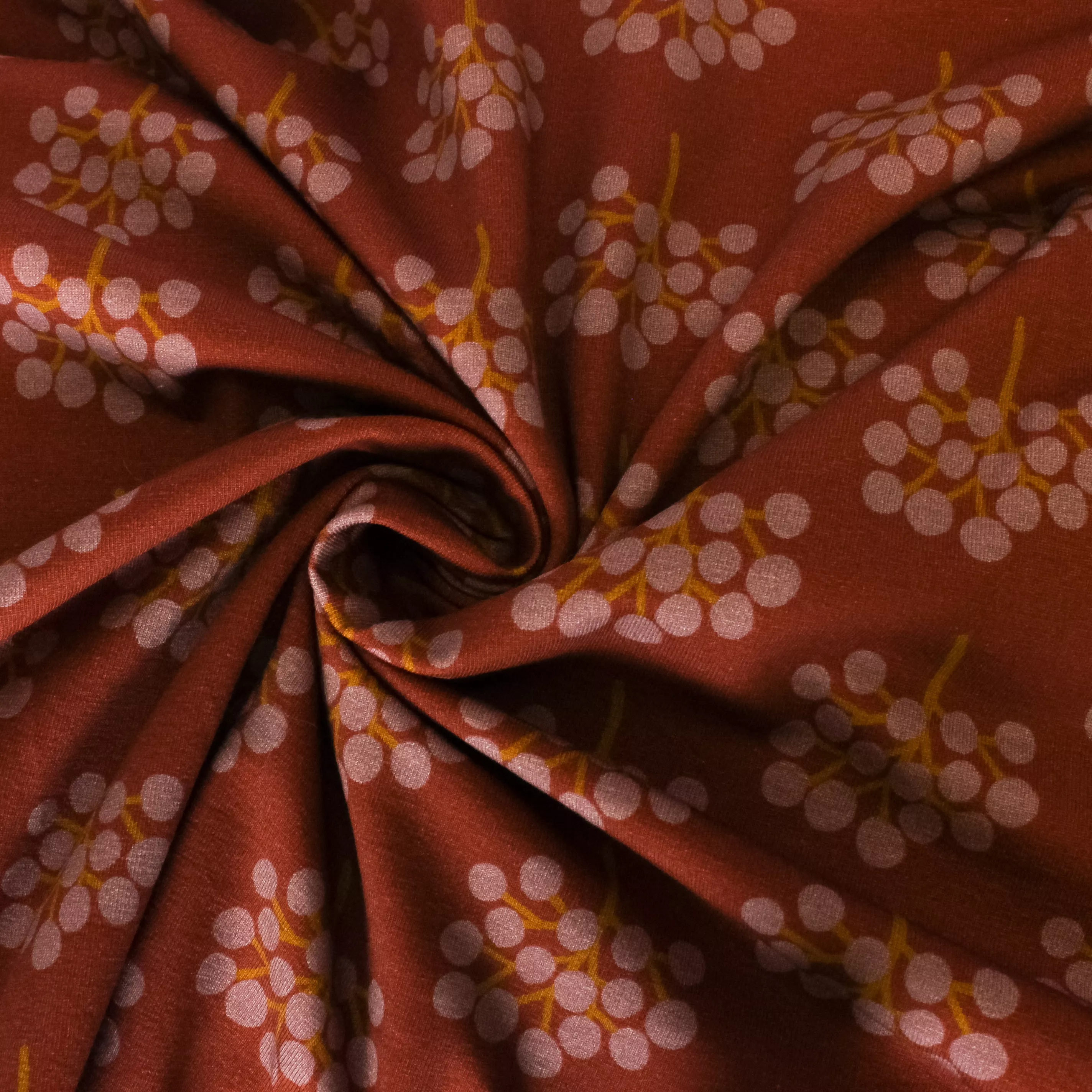 Tricot bruin met abstracte bomen