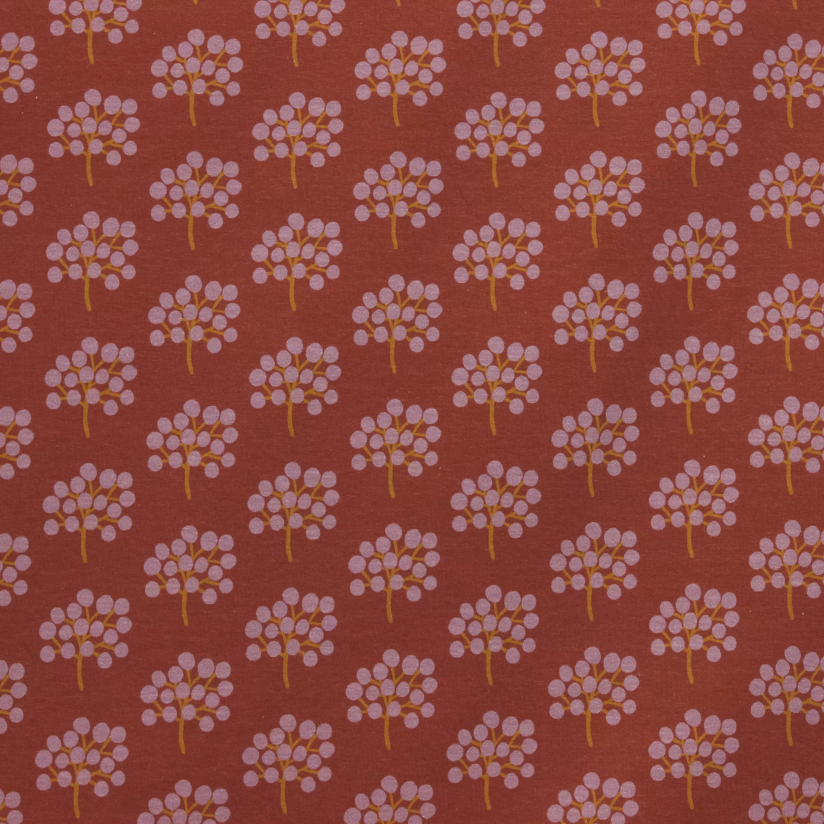Tricot bruin met abstracte bomen