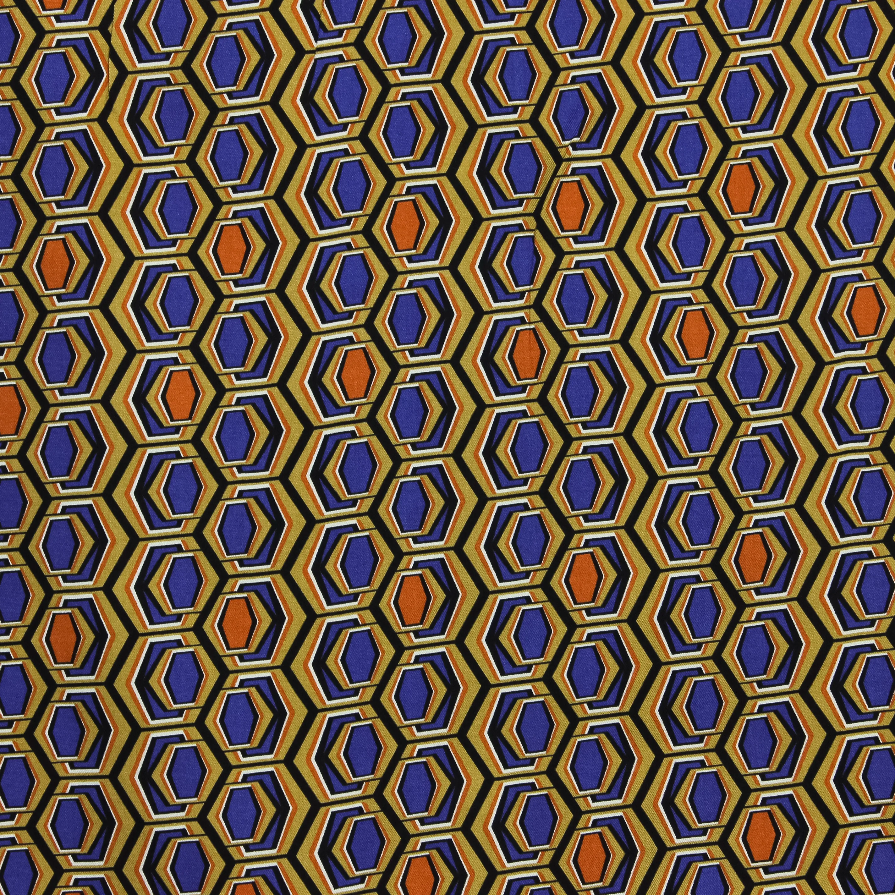 Viscose twill mosterd met abstract patroon