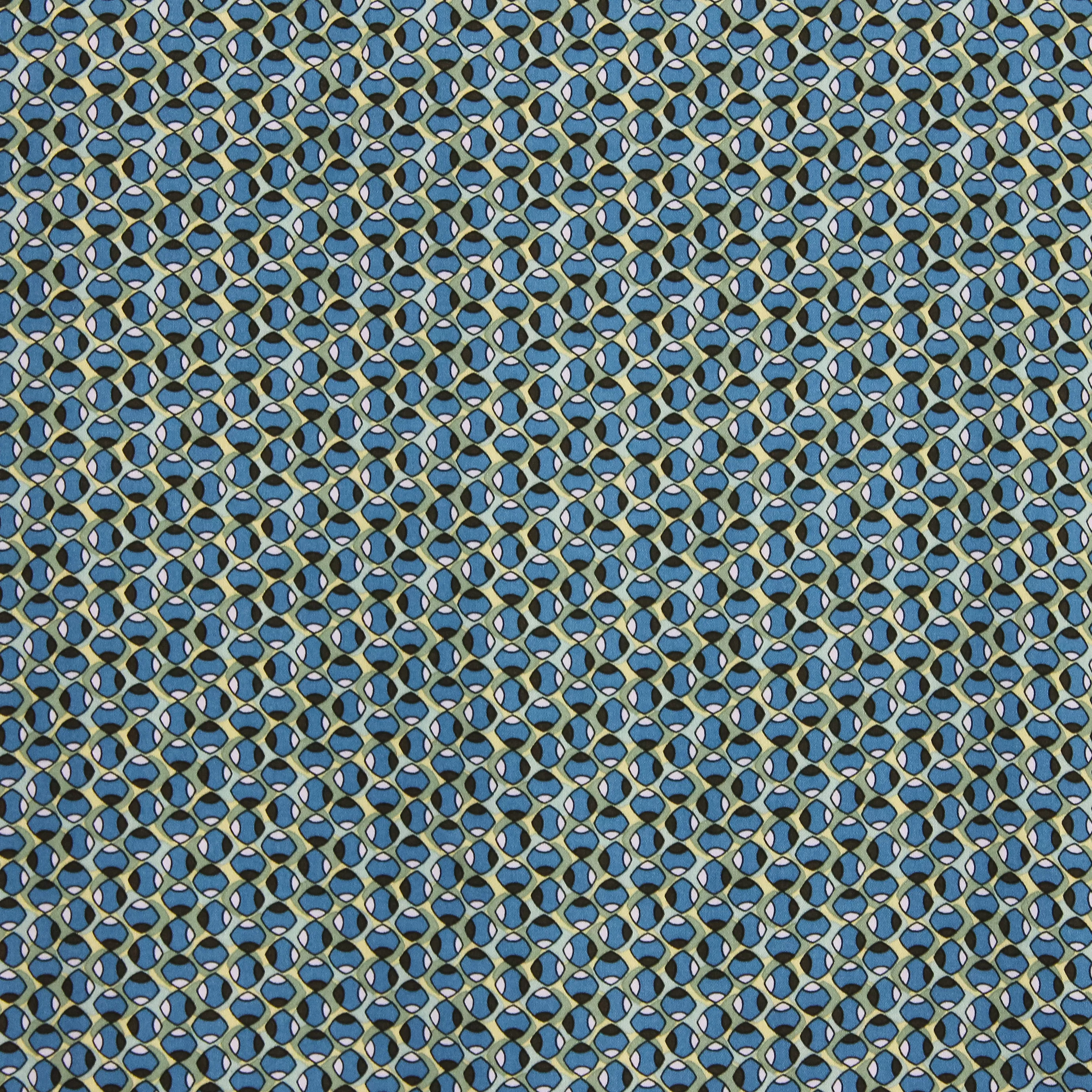 Viscose twill groen met blauwe ovalen