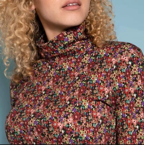 Geribde rekbare viscose met multicolor bloemetjes  - La Maison Victor