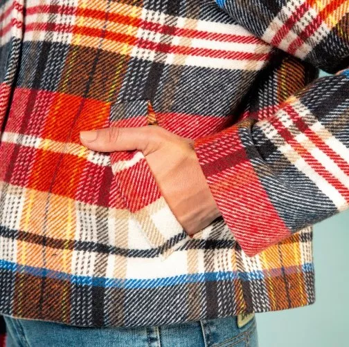 Mantelstof kleurrijke ruiten in katoen / polyester mengeling  - La Maison Victor
