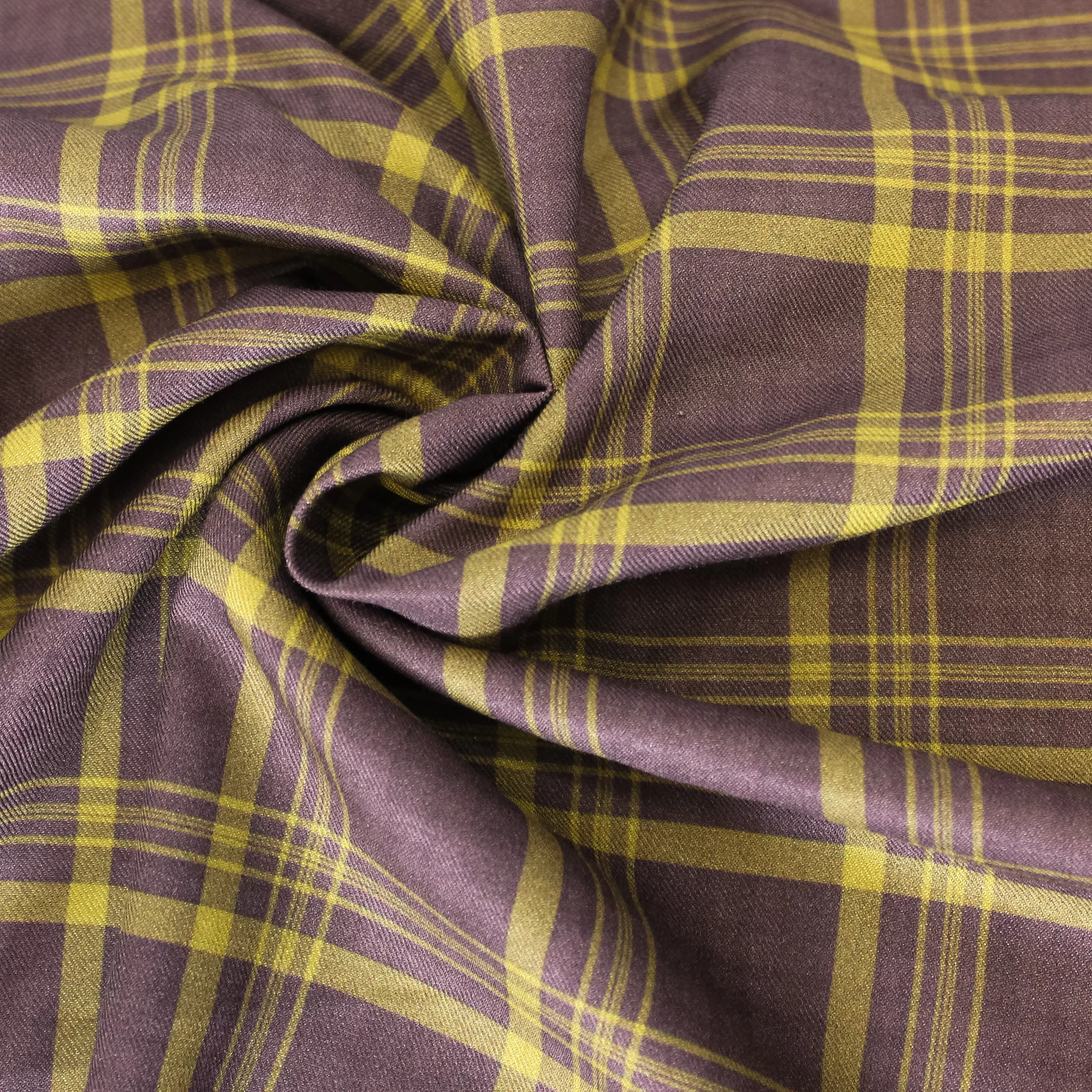 Viscose paars met gele ruiten  - La Maison Victor