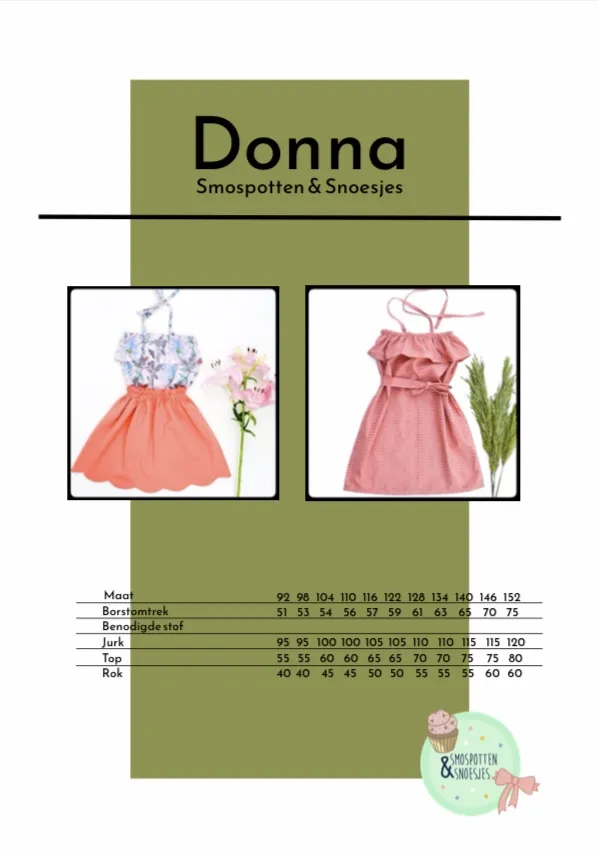 Patroon top, rok of jurk voor kinderen - 'Donna' van Smospotten & Snoesjes