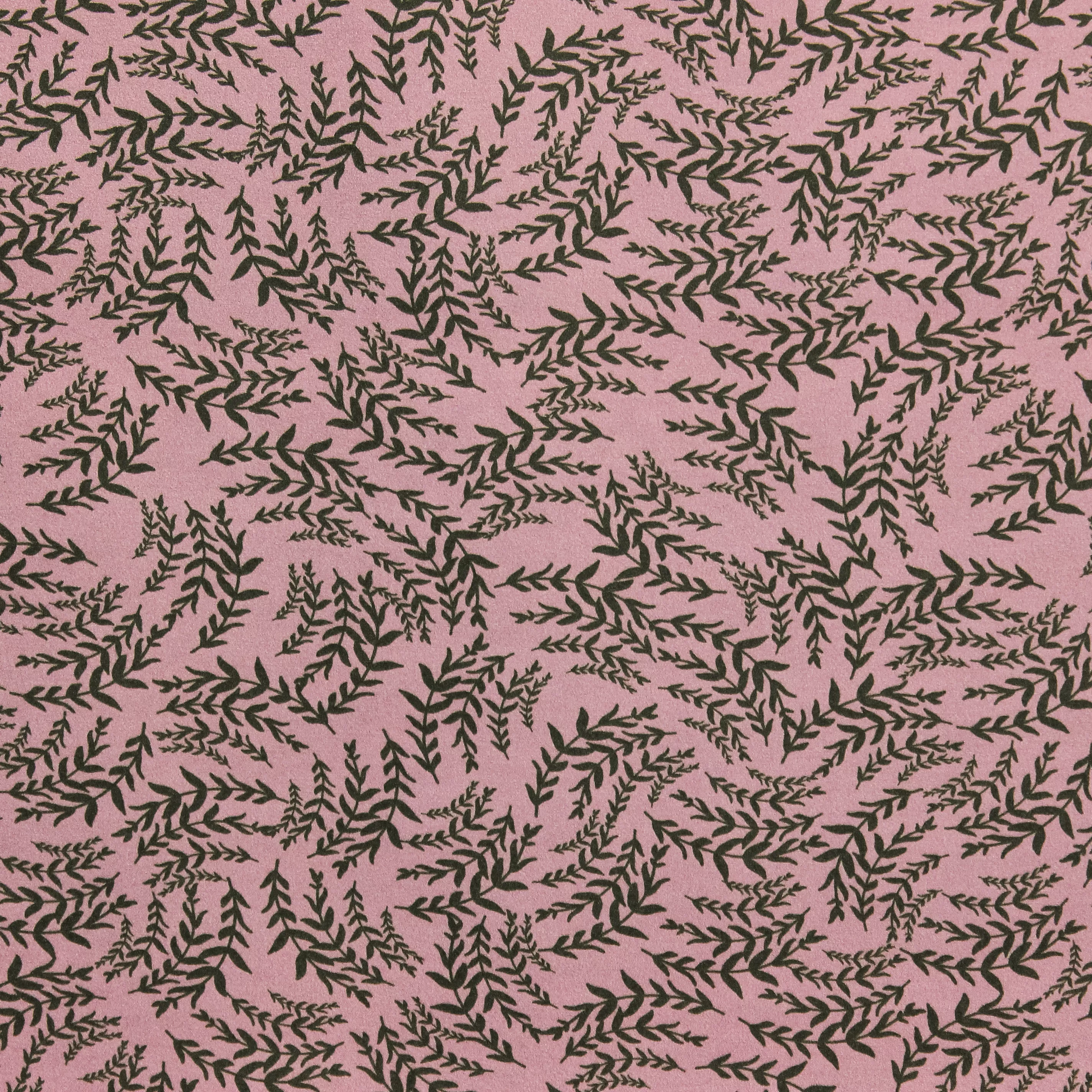 Viscose roze met groene blaadjes
