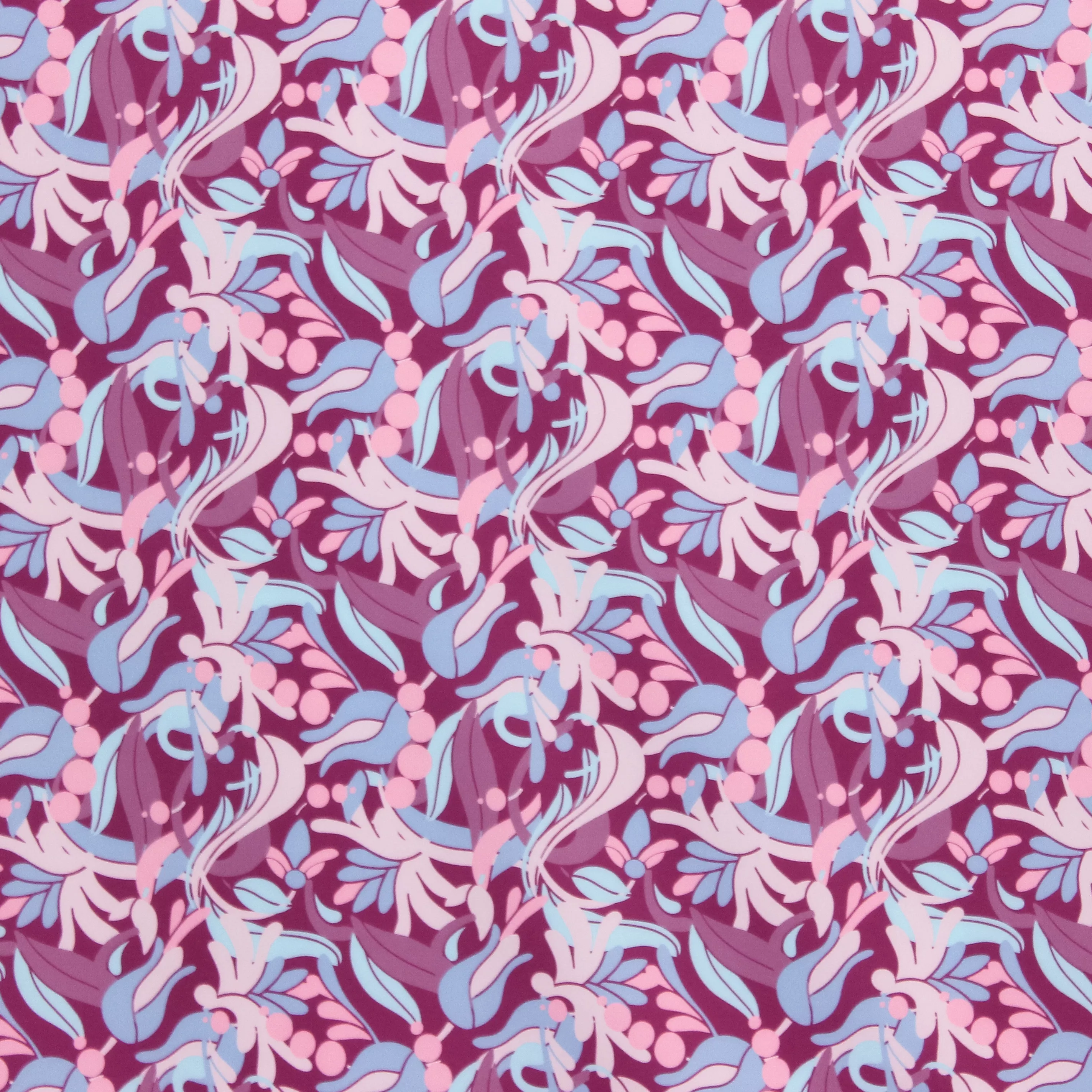 Polyester stretch met roze bloemen