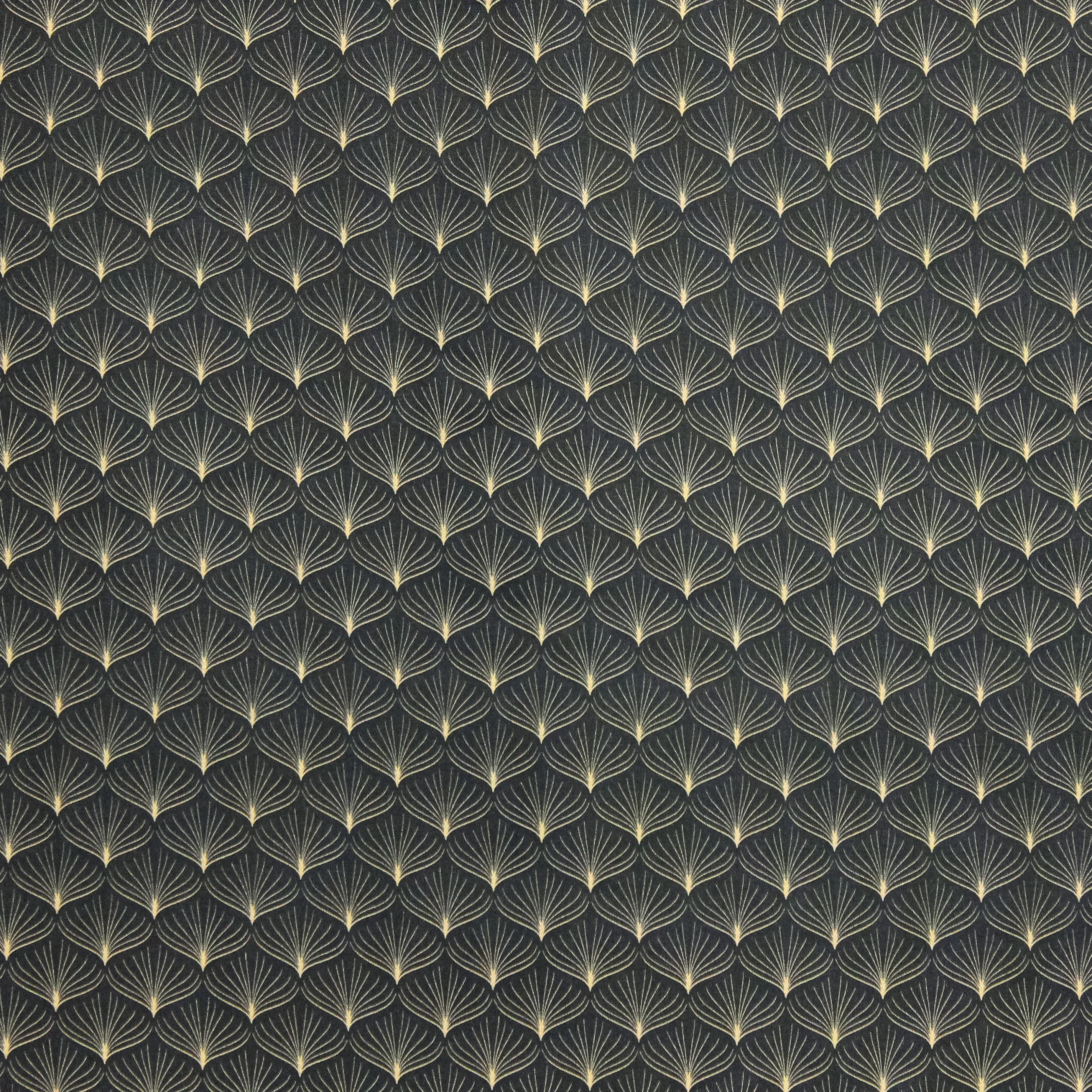 Viscose blauw met beige motief - Knipmode
