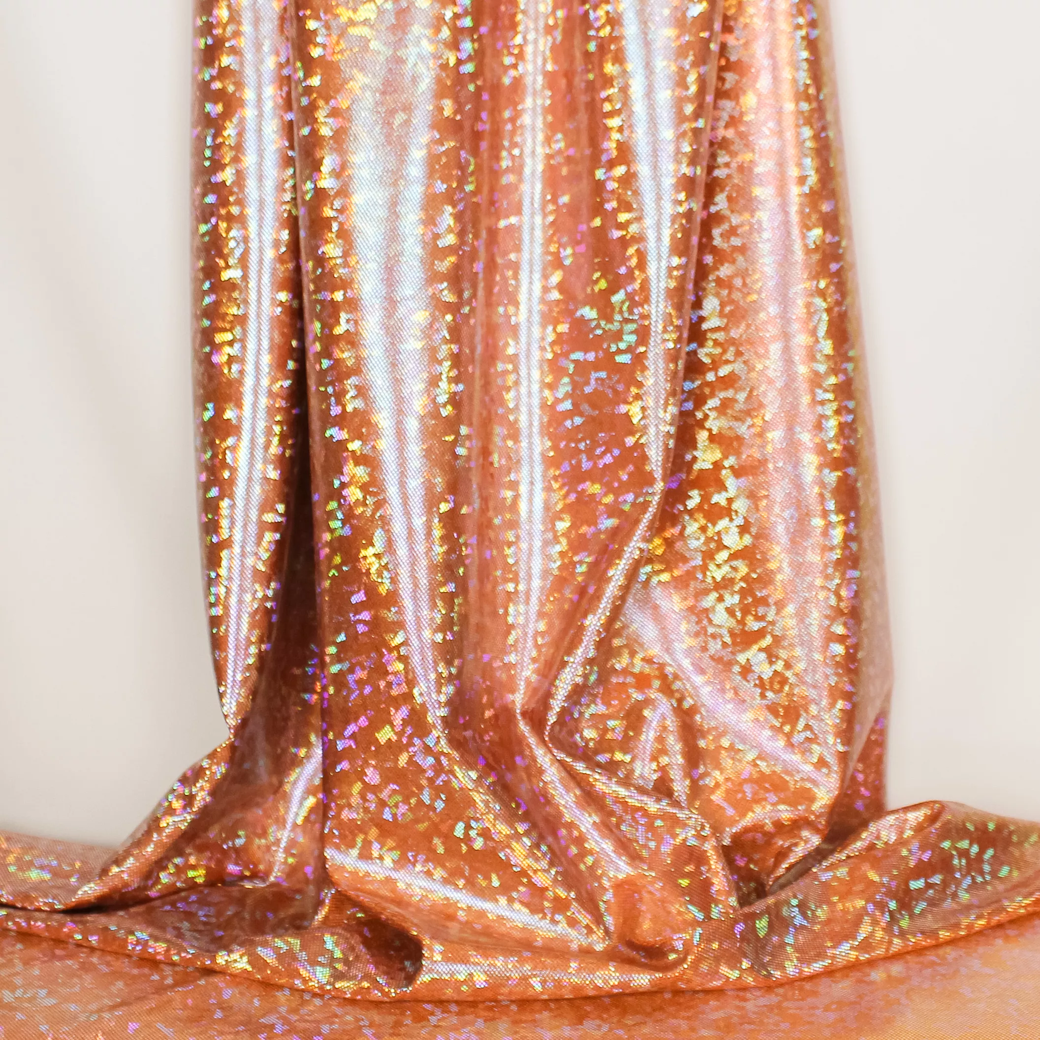 Rekbare professionele holografische glanslycra - oranje