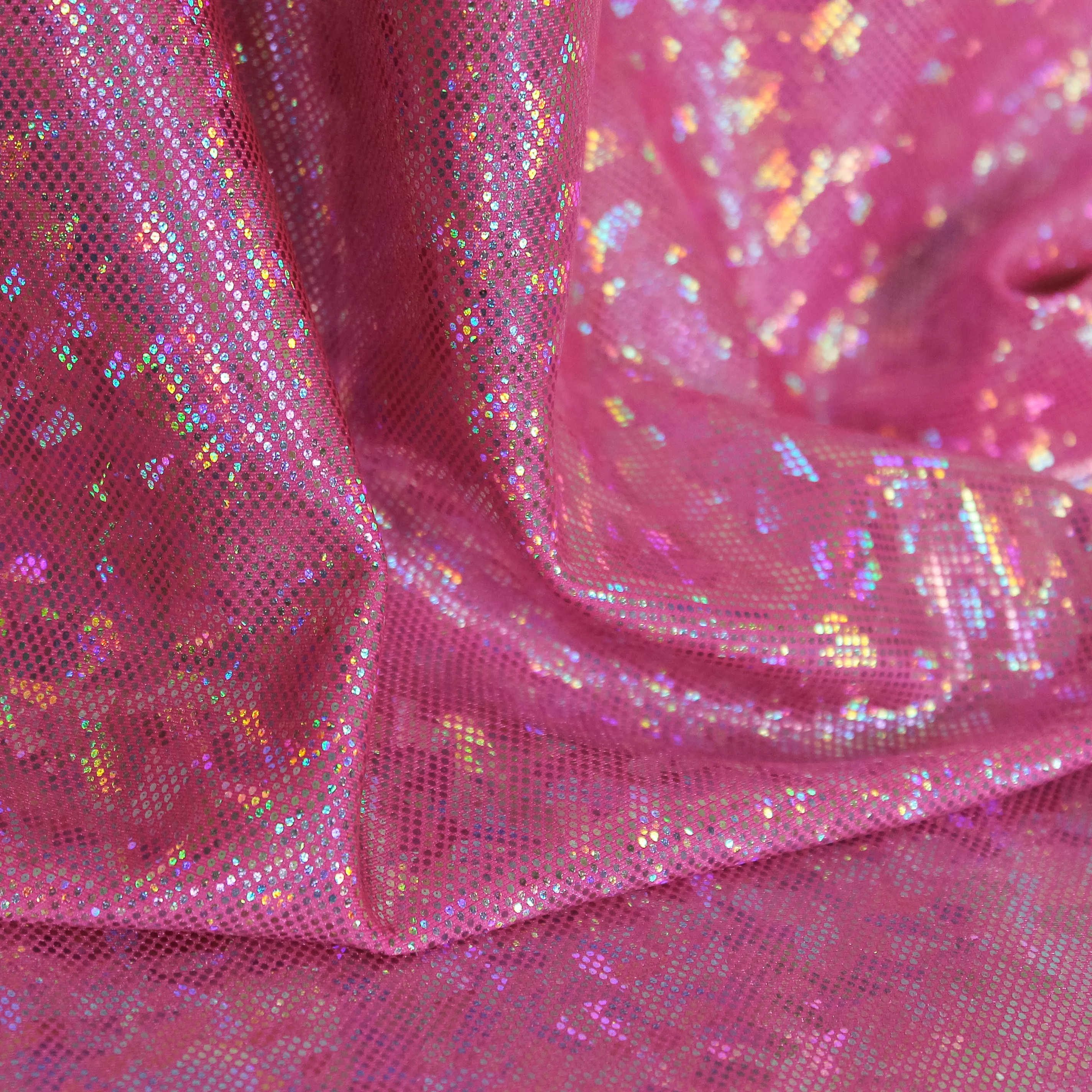 Rekbare professionele holografische glanslycra - roze