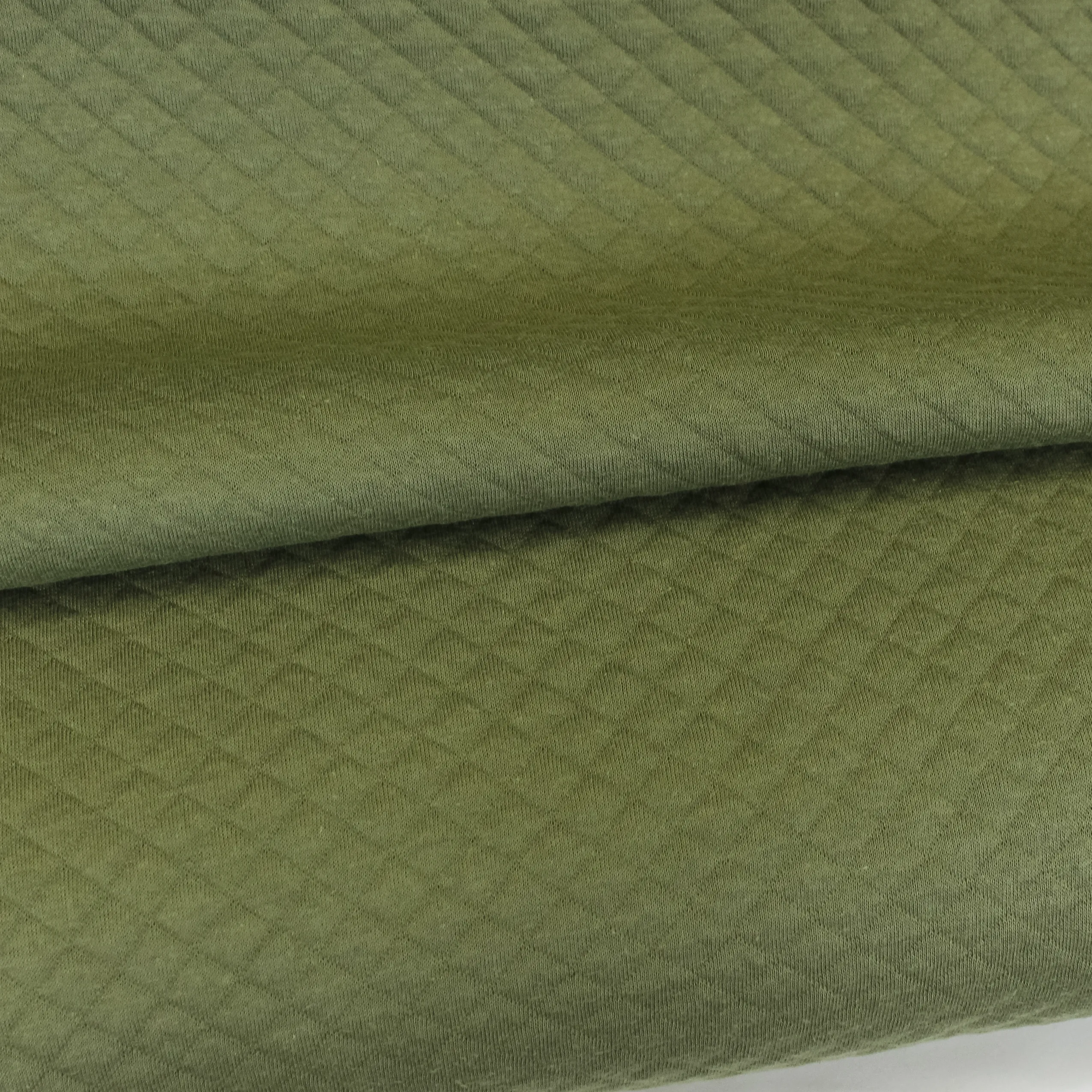 Gestepte katoen tricot - Army / Kaki groen