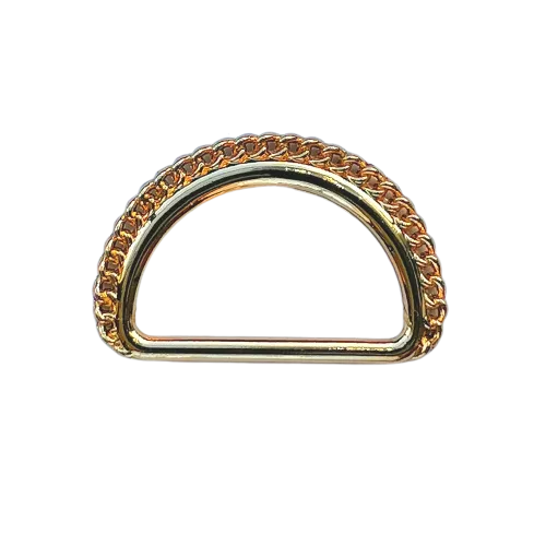 D ring met kettingrand - goud - 20 mm