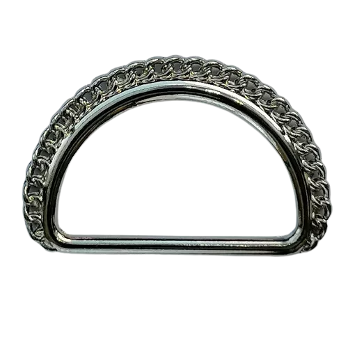 D ring met kettingrand - zilver - 25 mm