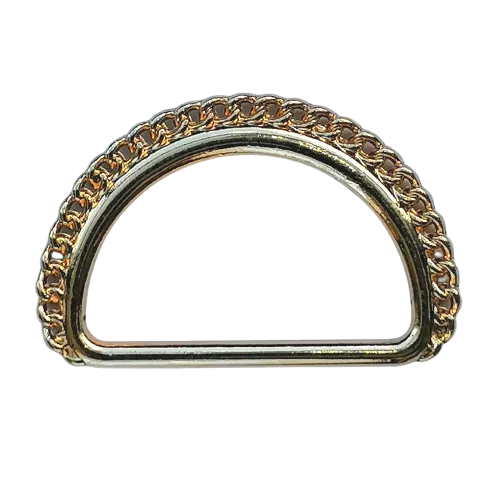 D ring met kettingrand - goud - 25 mm