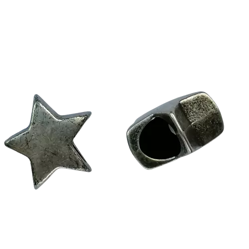 Koord einde metaal ster 13 mm - gunmetal