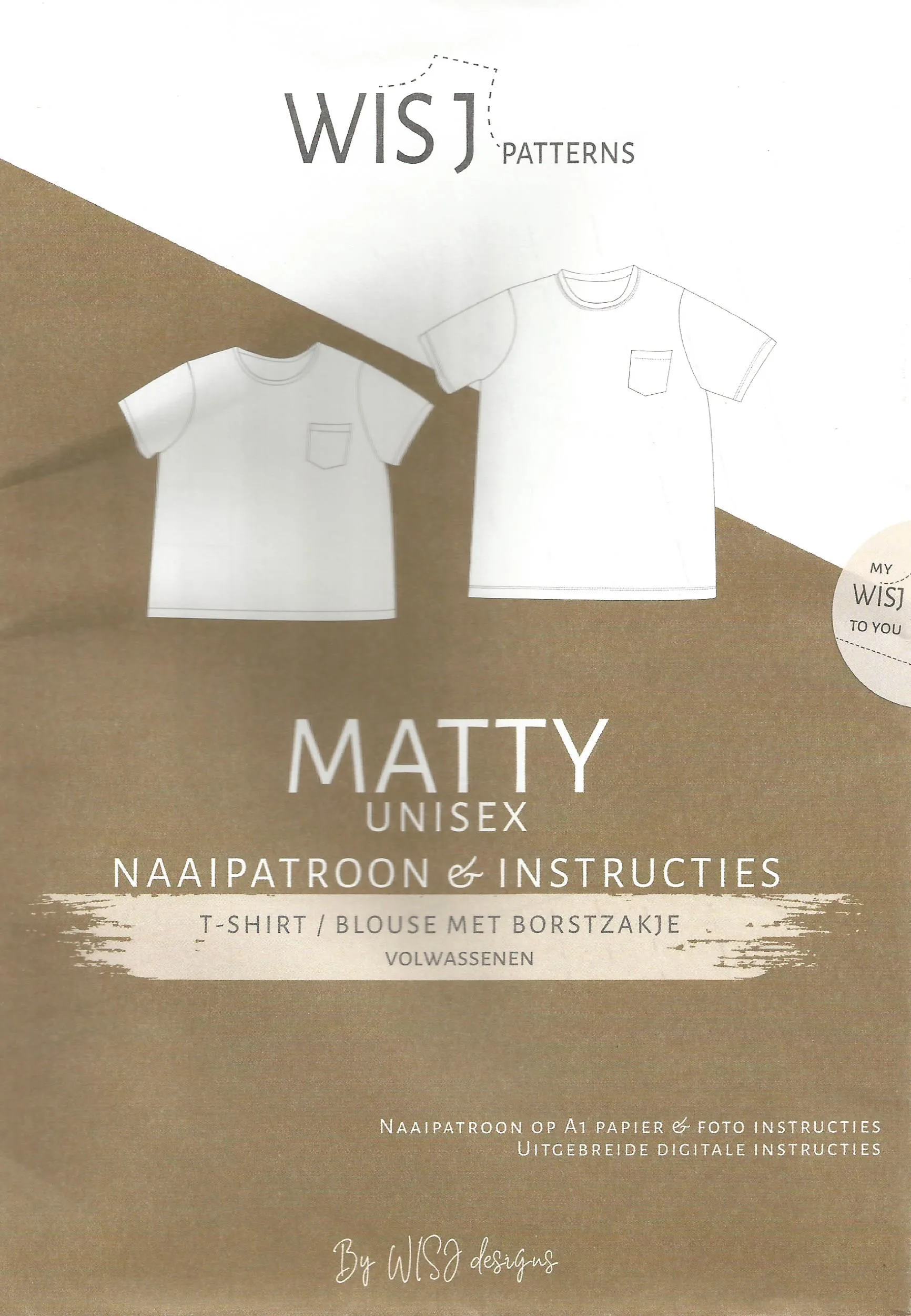 Patroon unisex t-shirt en blouse voor volwassenen - 'Matty' van Wisj