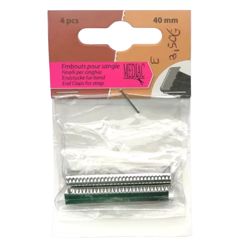 Eindstuk voor tassenband zilver - 4 stuks - 40 mm (platte nietjes)