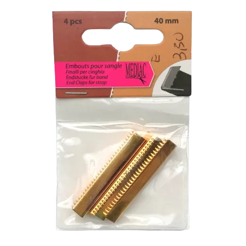 Eindstuk voor tassenband goud - 4 stuks - 40 mm (platte nietjes)