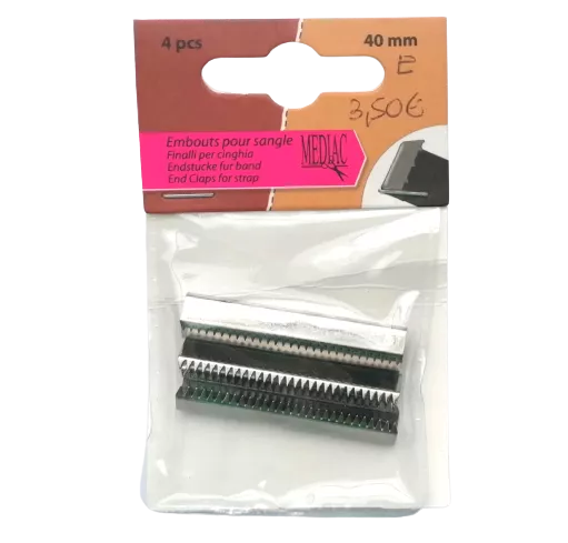 Eindstuk voor tassenband gunmetal - 4 stuks - 40 mm (platte nietjes)