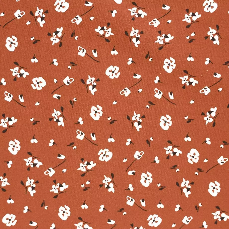 Katoen bruin met bloemen   'Autumn Flowers'   - Katia -