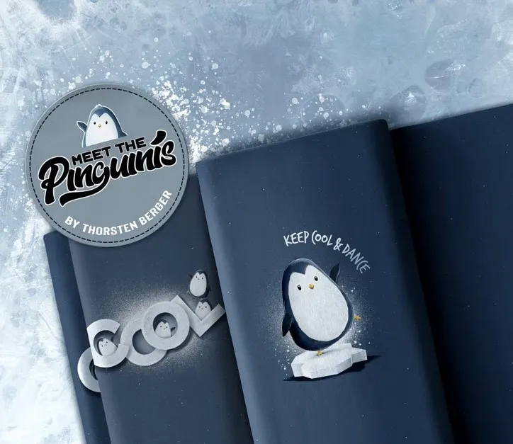 French terry paneel 'Cool'   - Meet the pinguinis -