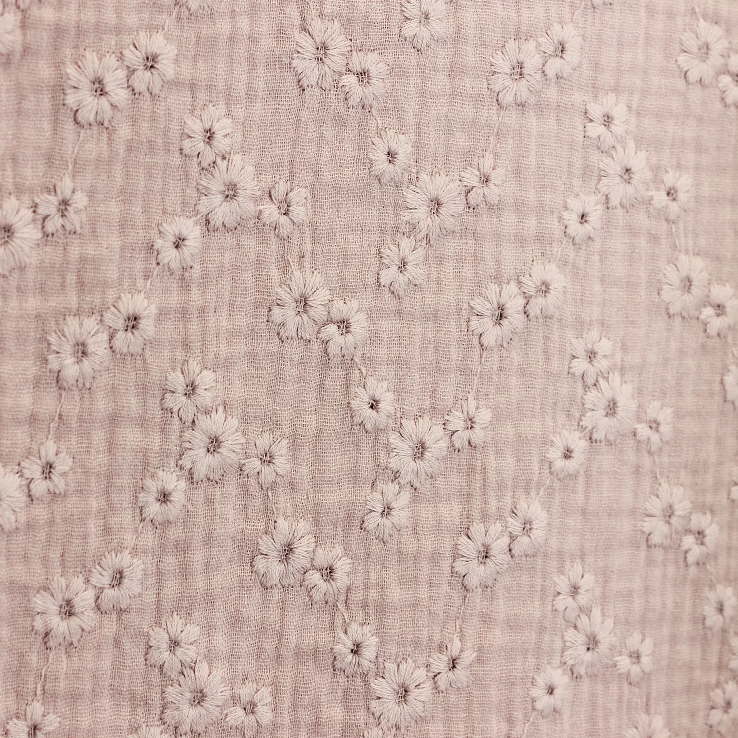 Double gauze roze bloemetjes broderie