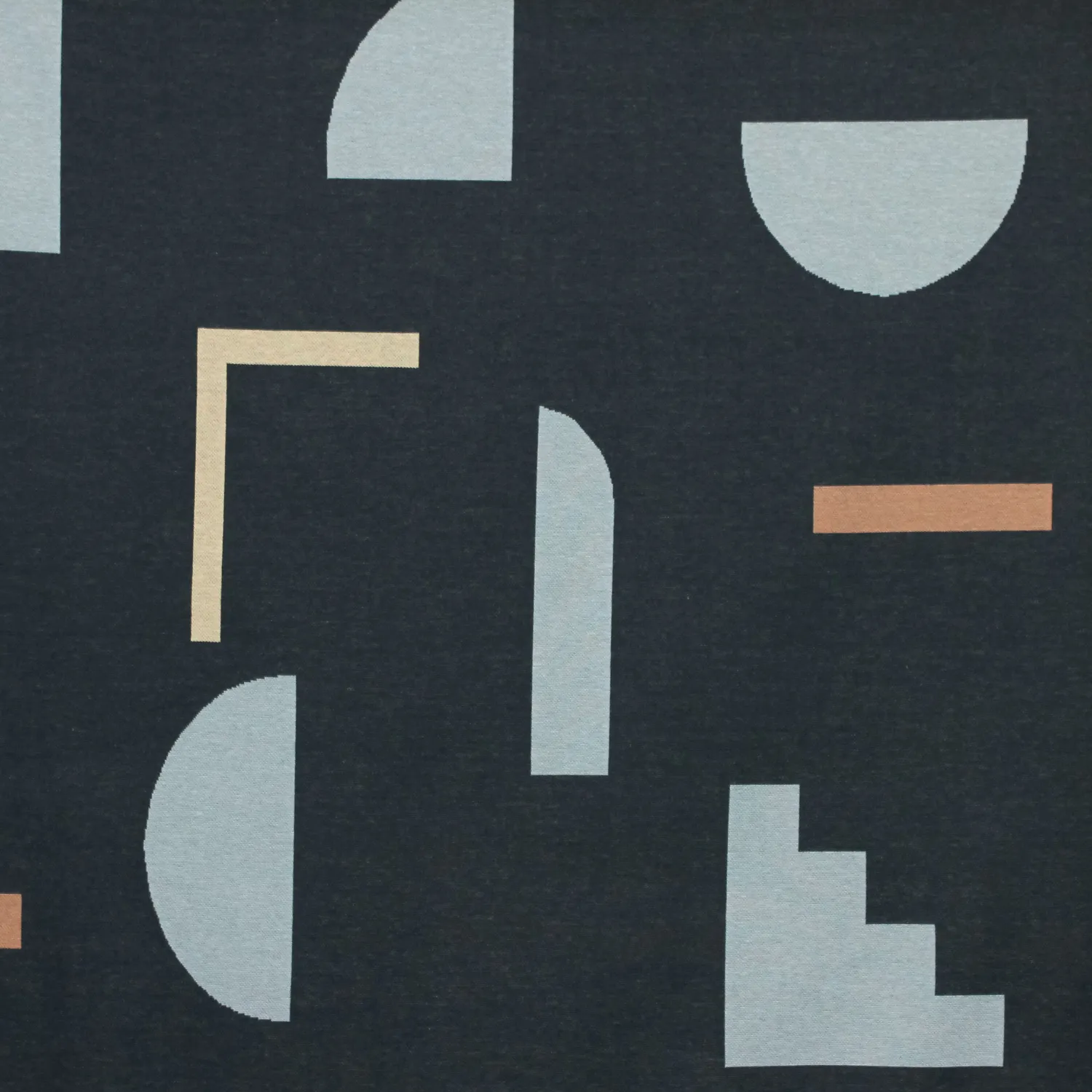 Jaquard tricot blauw met abstracte figuren  - Mind The Maker -