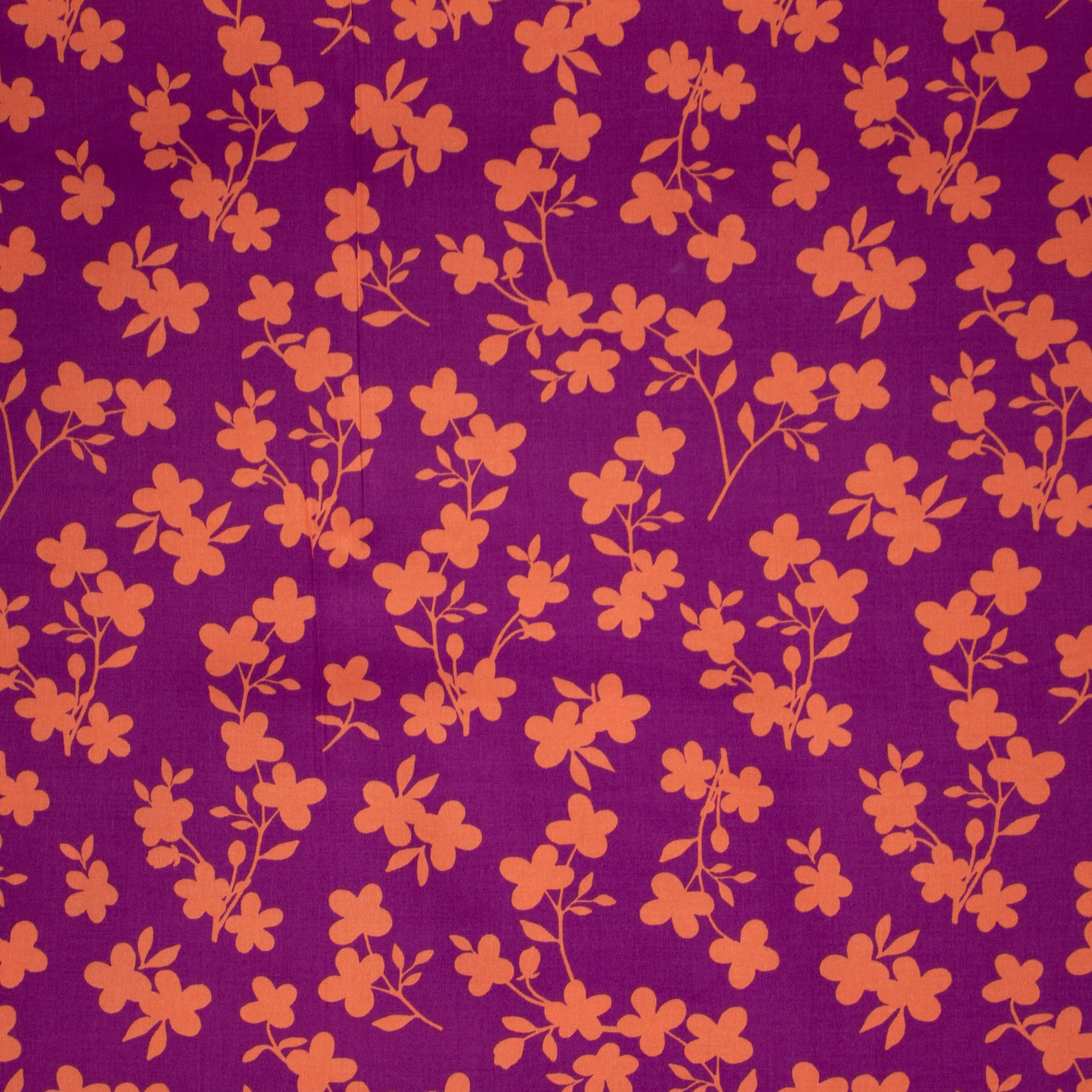 Viscose stretch paars met oranje bloemen