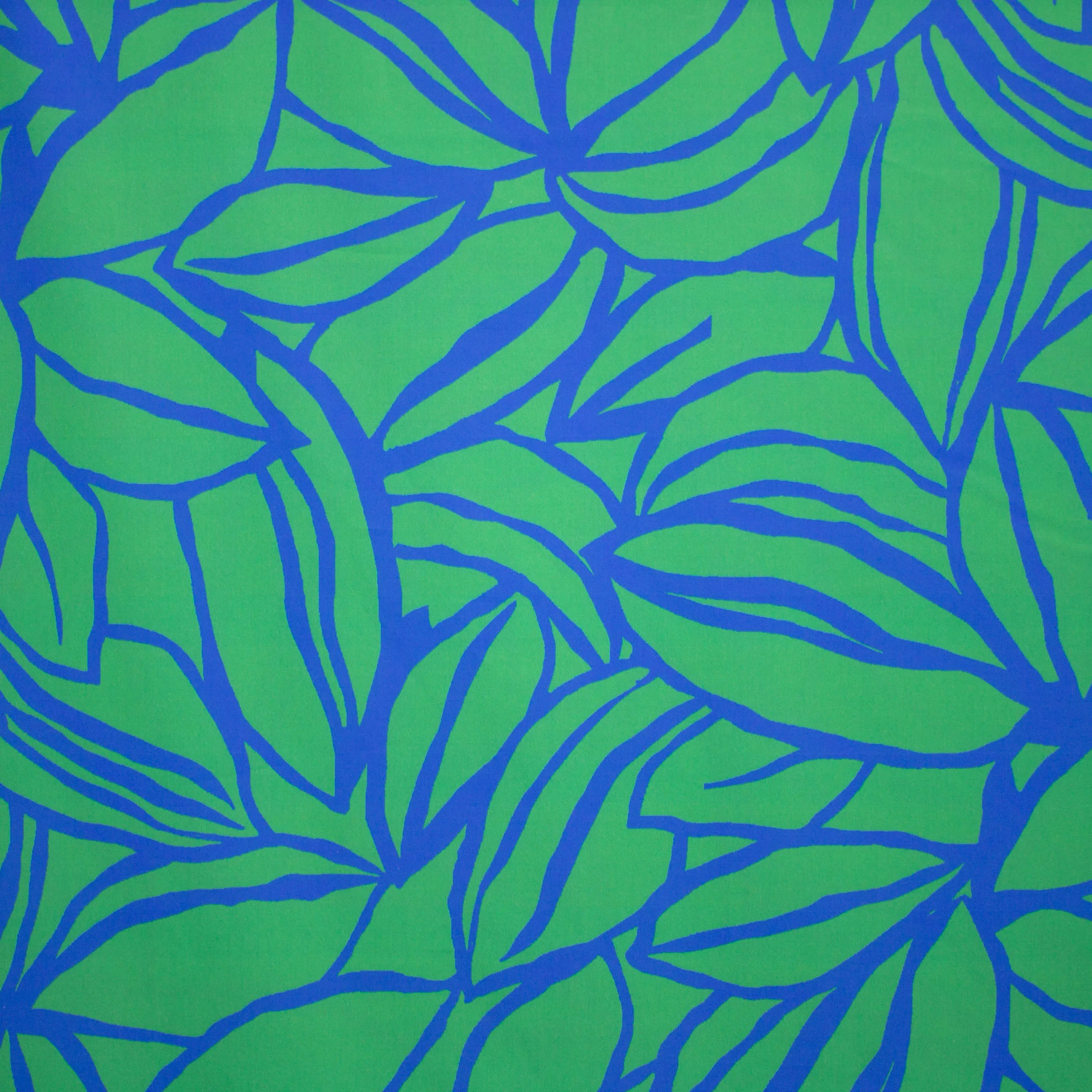Katoen groen met blauwe print - Knipmode