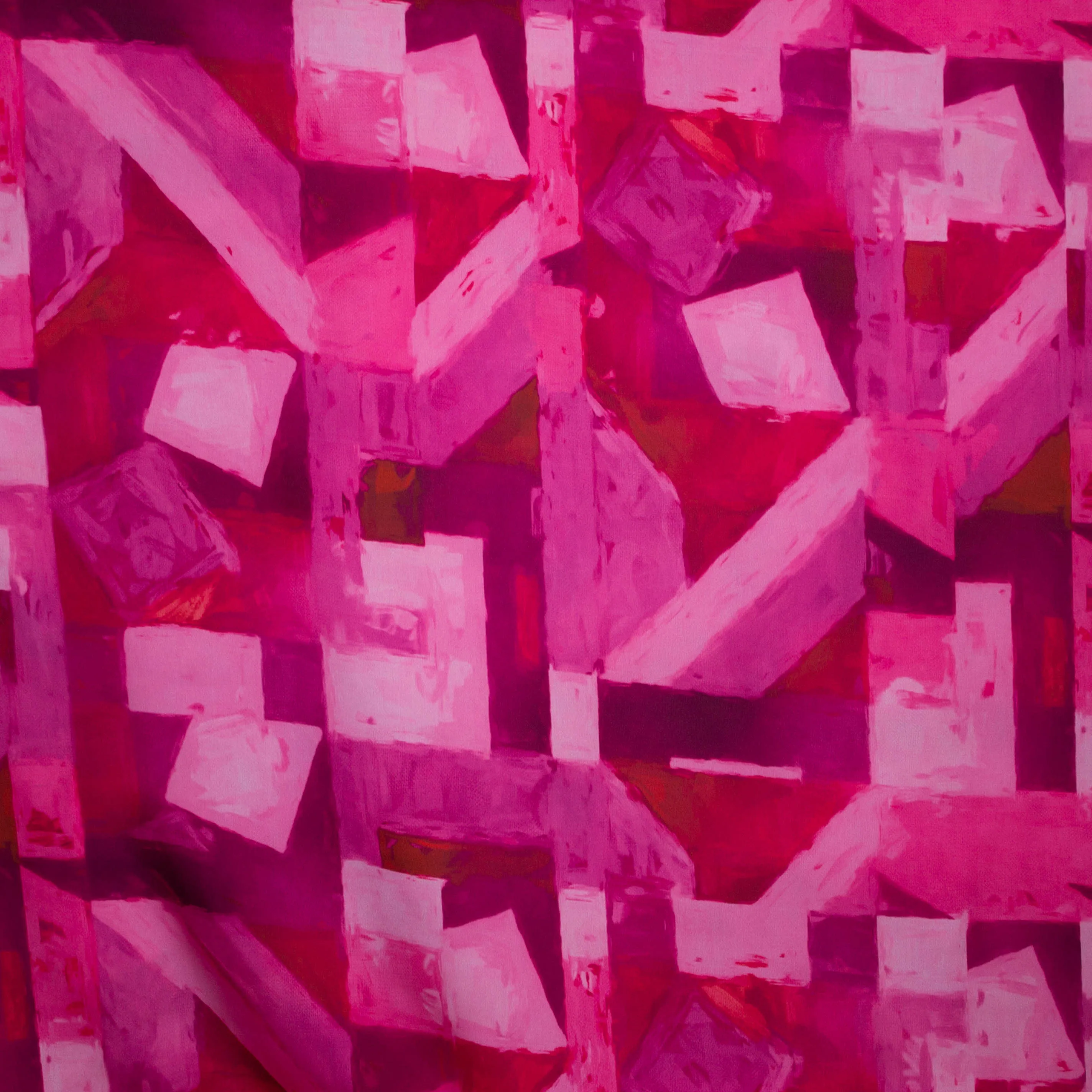 Satijn polyester met roze print