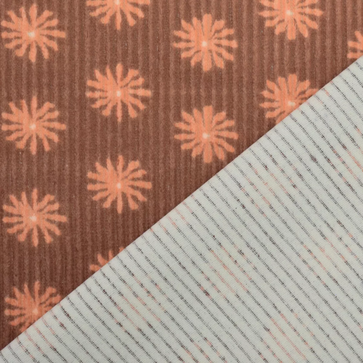 Corduroy ribfluweel bruin met bloemen - Poppy