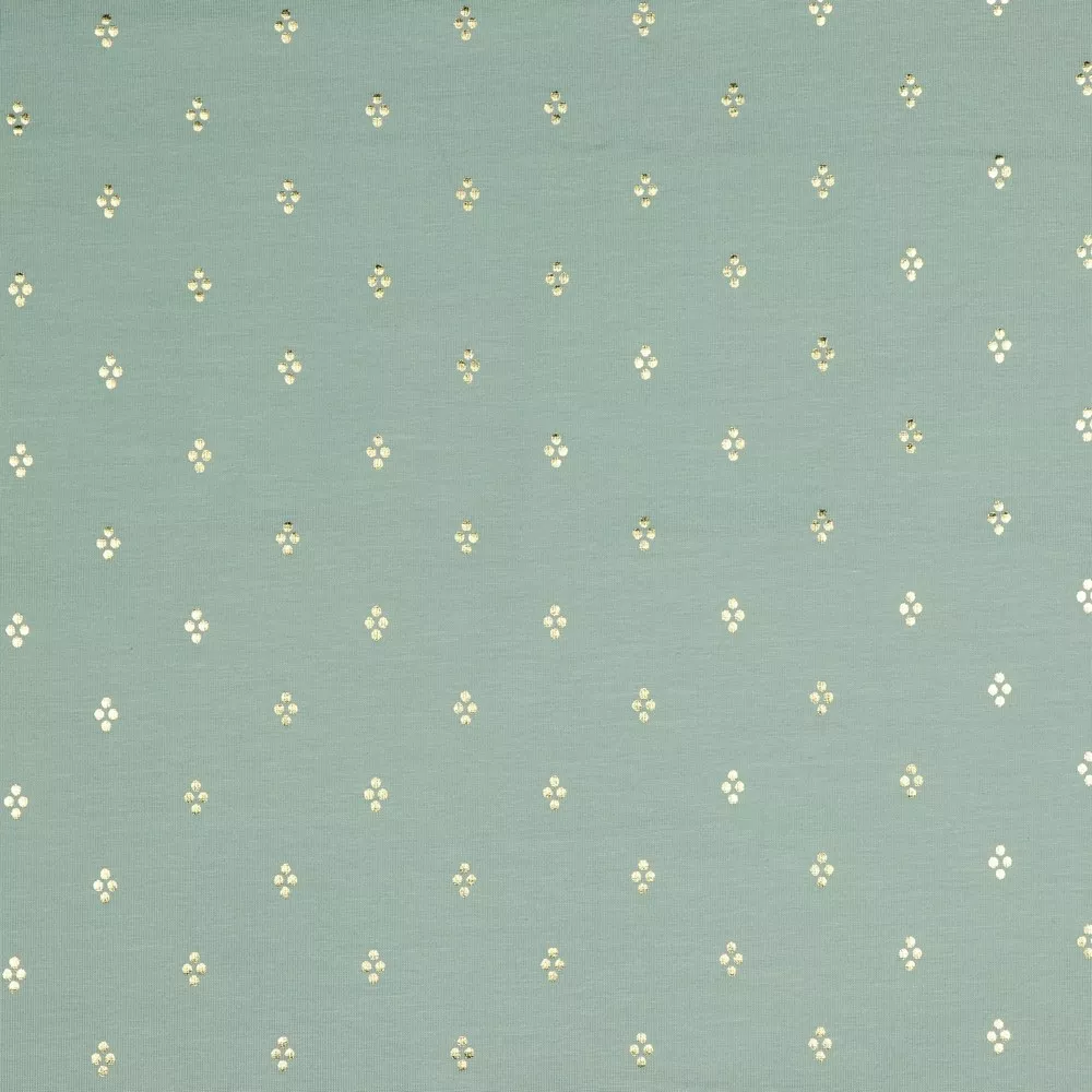 Tricot groenblauw met gouden foil stippen - Poppy